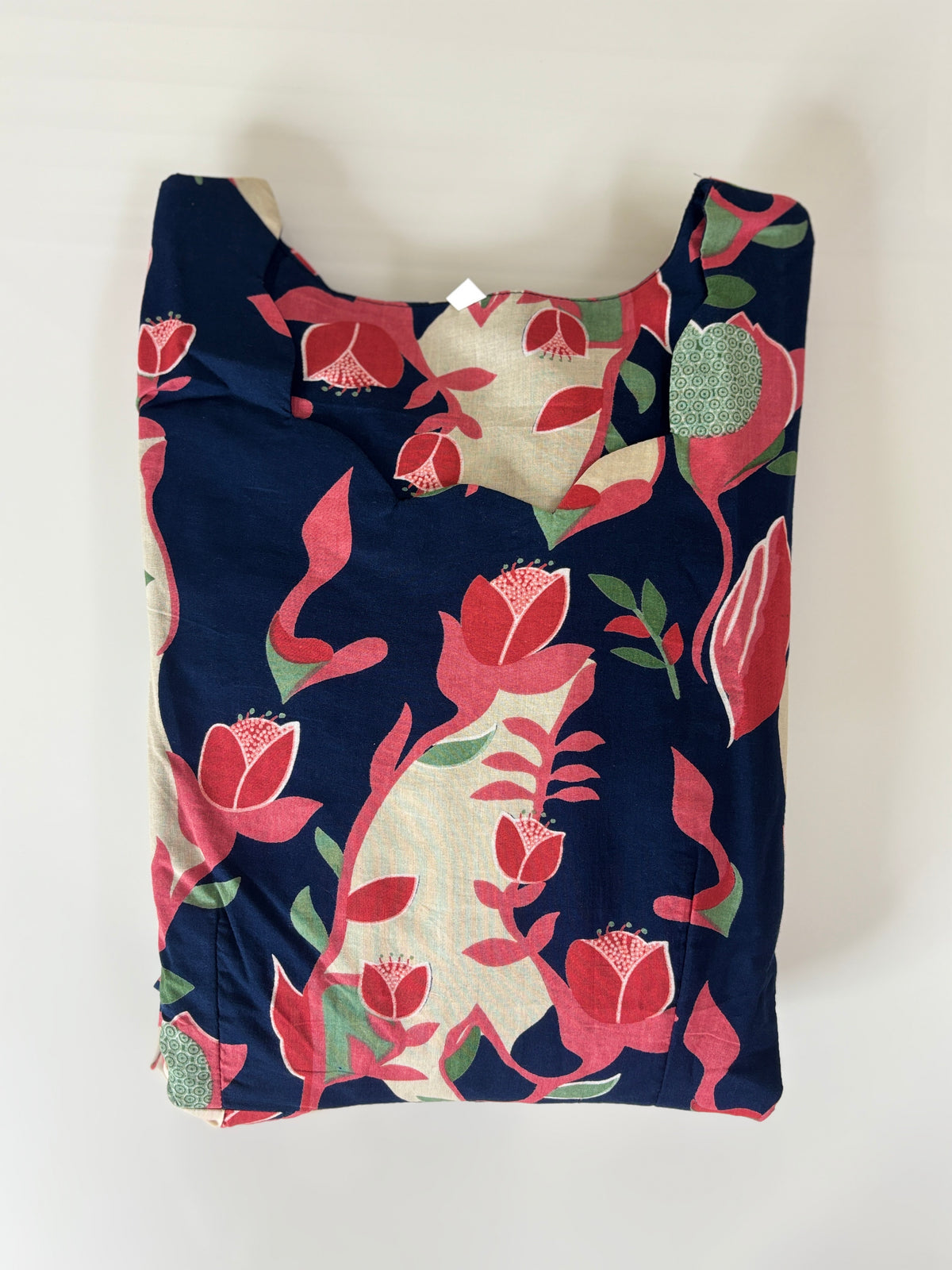 Mul Cotton Navy Blue Floral Print Non-Feeding Maxi