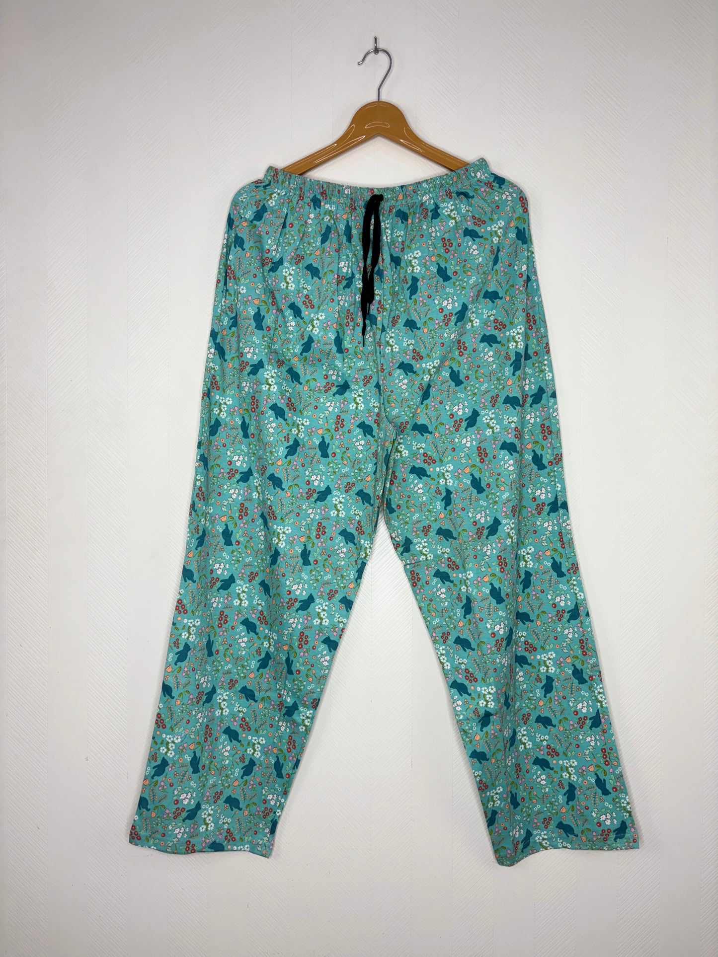 Teal Floral & Rabbit Print Women’s Night Pant