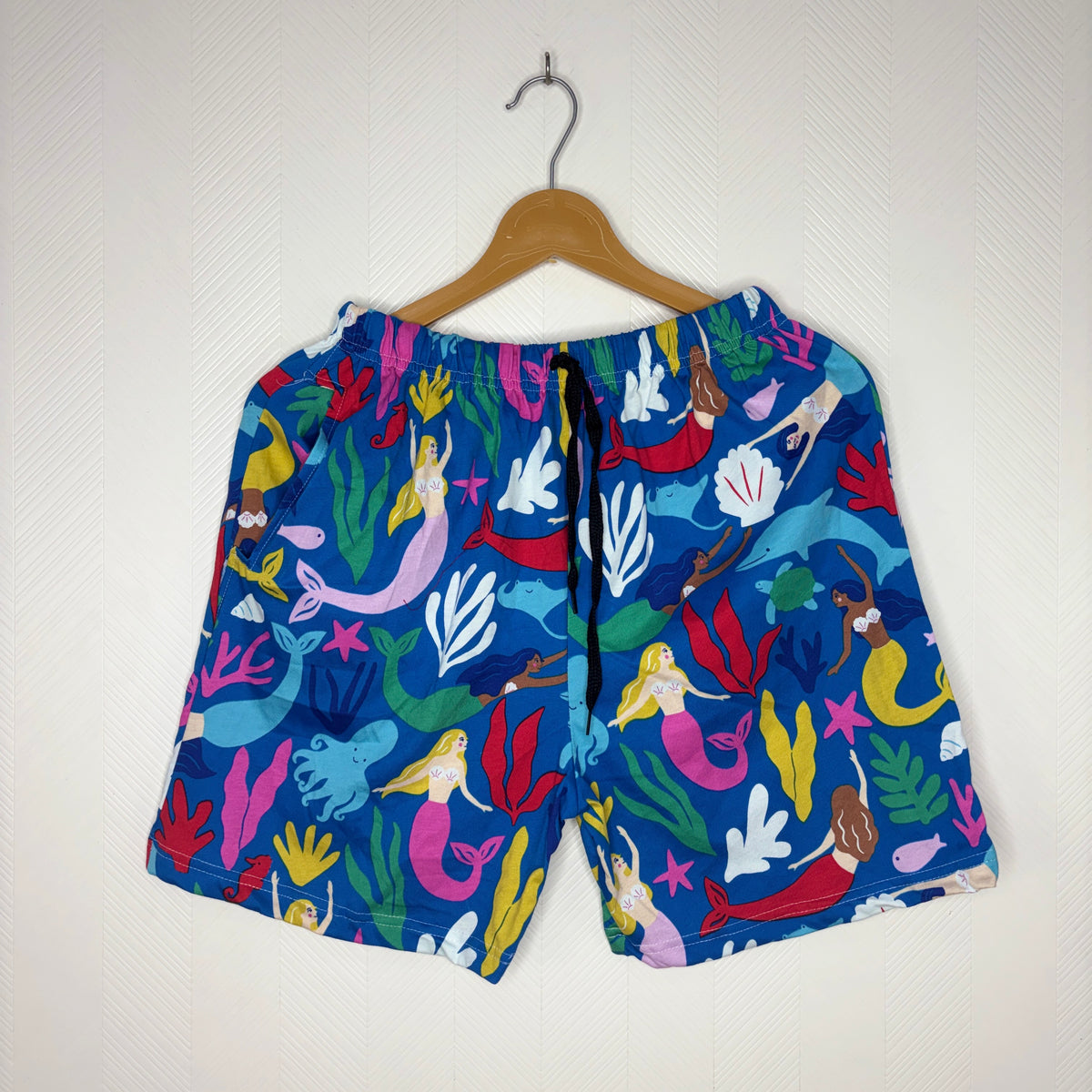 Women’s Royal Blue Mermaid Printed Shorts