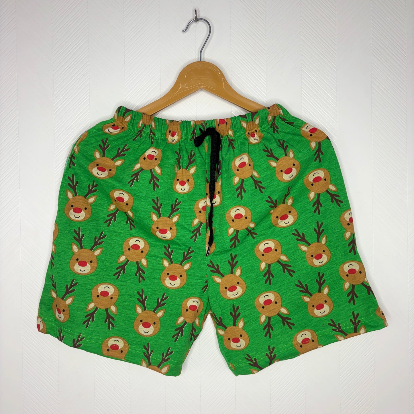 Women’s Green Reindeer Printed Shorts