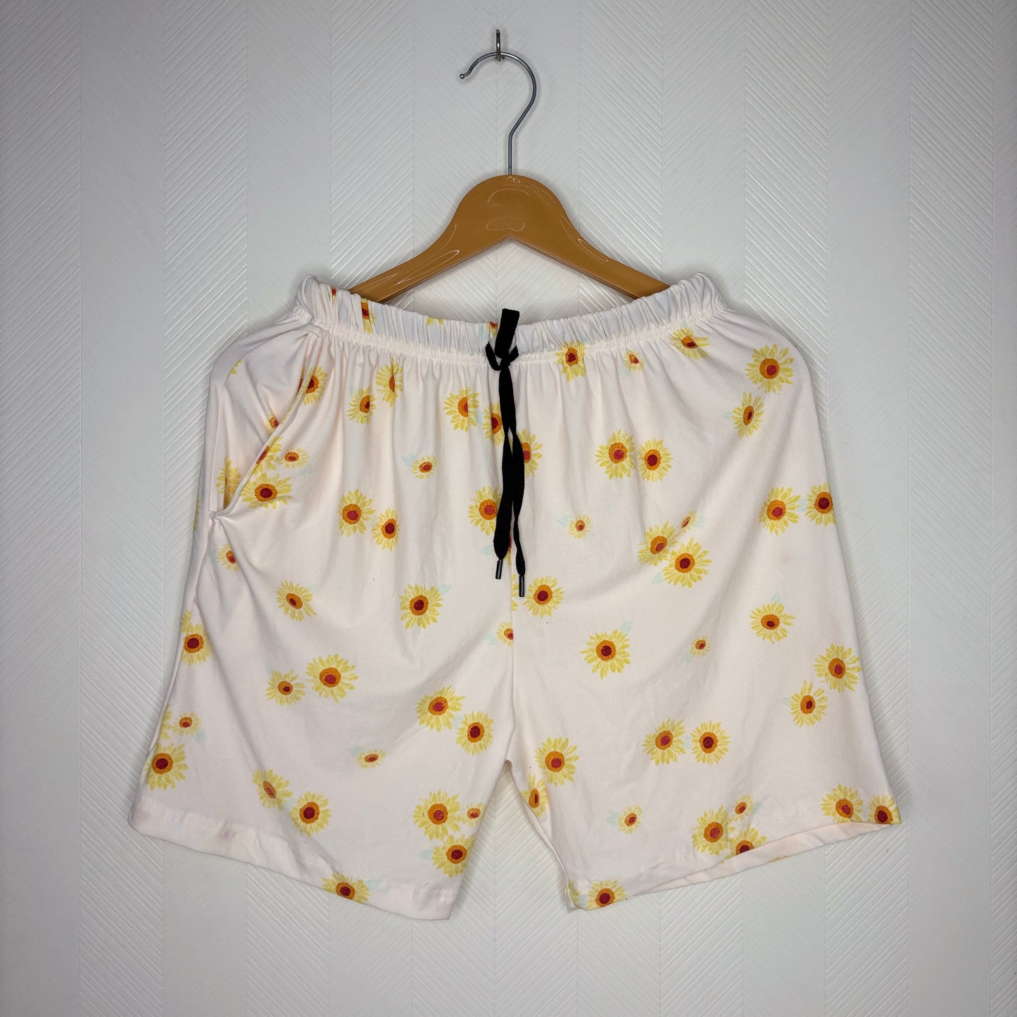 Women’s White Sunflower Printed Shorts