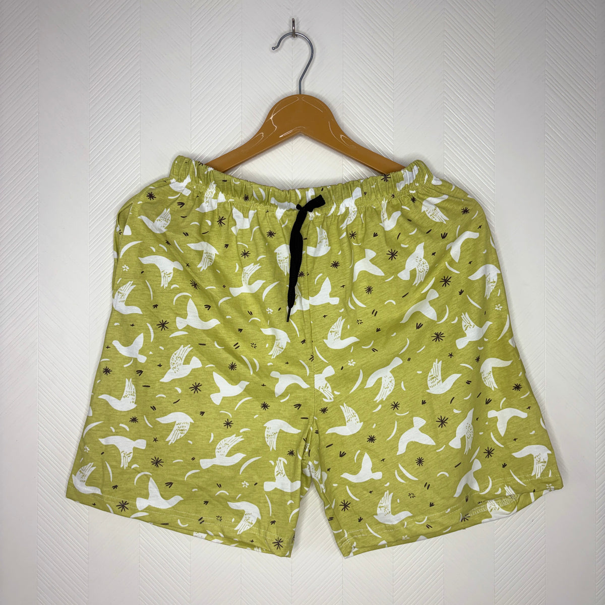 Women’s Olive Green Bird Printed Shorts