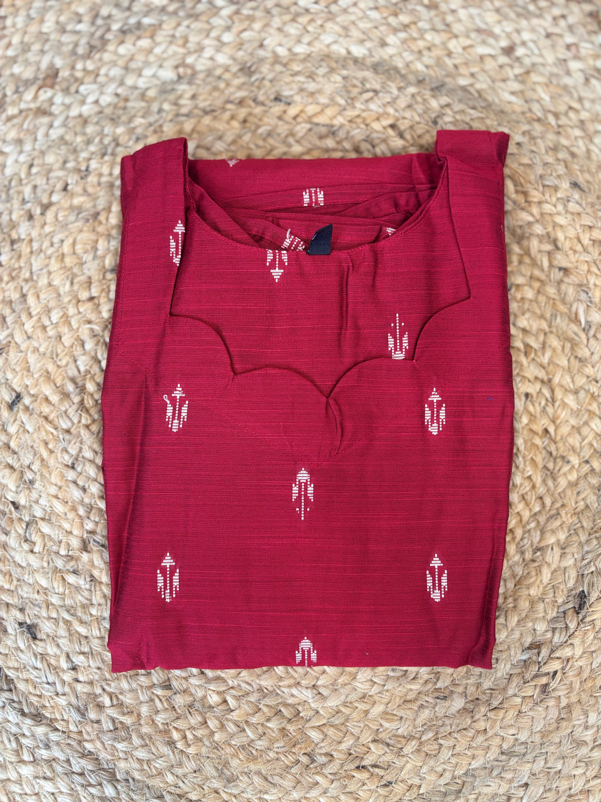 Crimson Red Printed Budget Friendly Frock