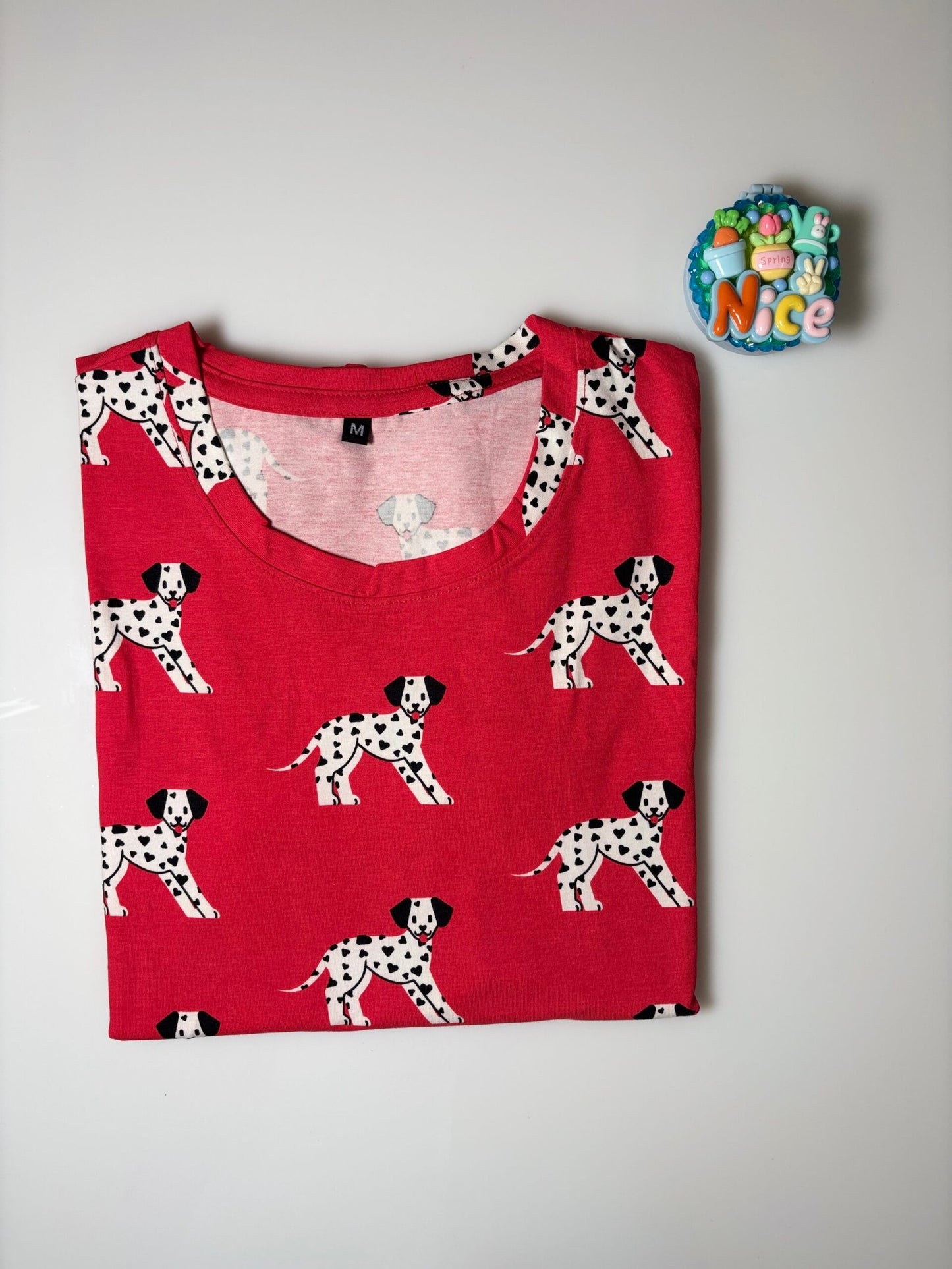 Red and Dogies Printed Round Neck Long Tunic