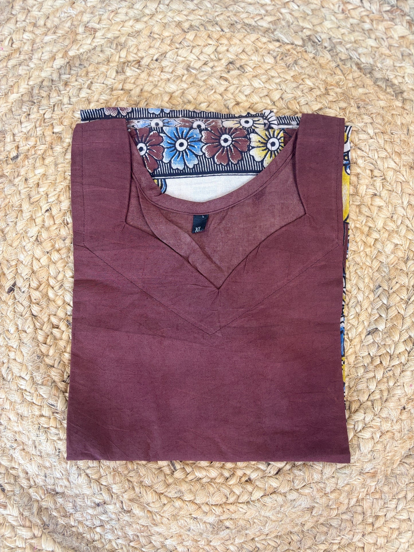 Maroon Kalamkari Temple Print Kurti Top