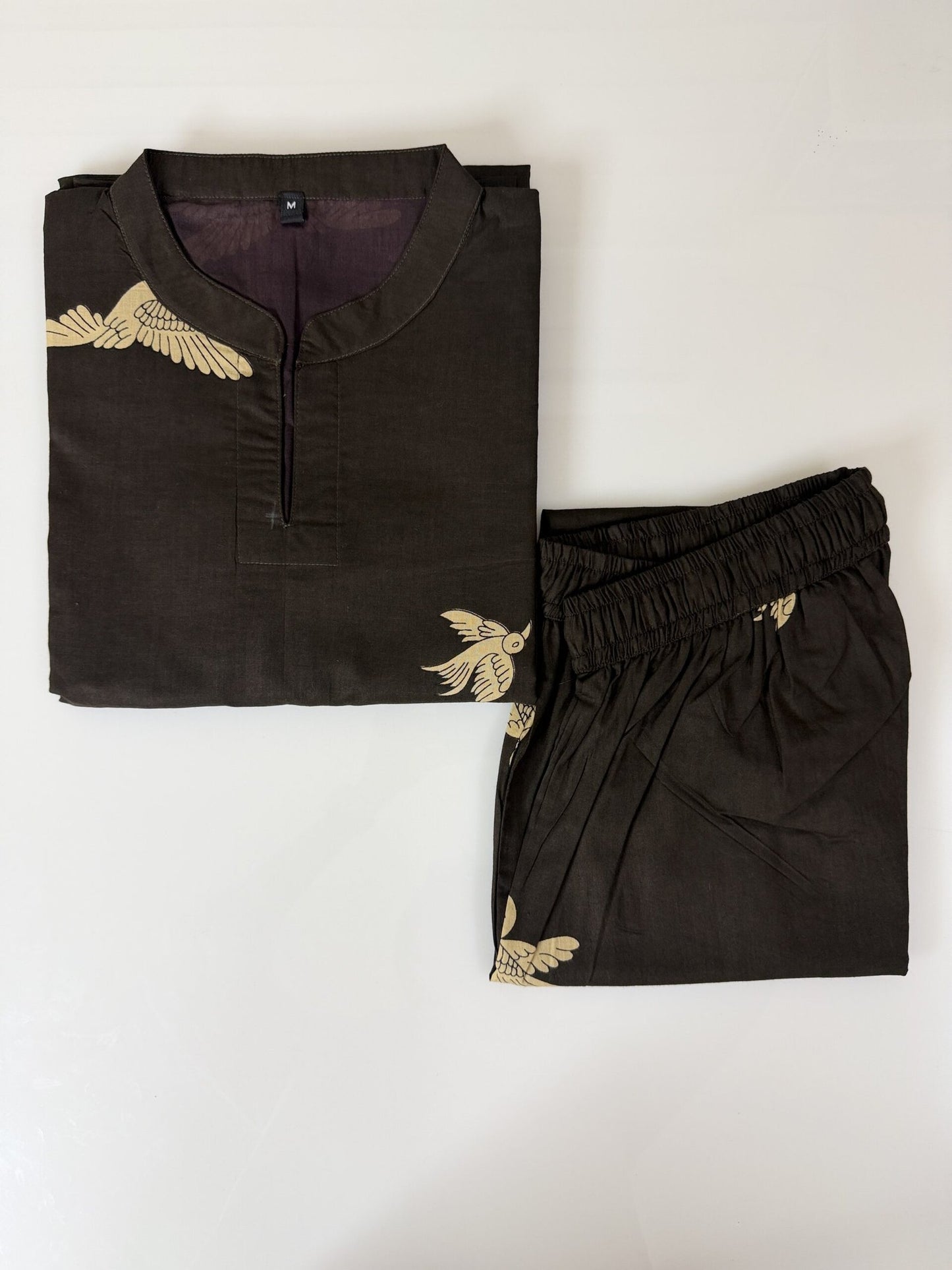 Olive Green with Birds Printed Outdoor Wear Cotton Coords