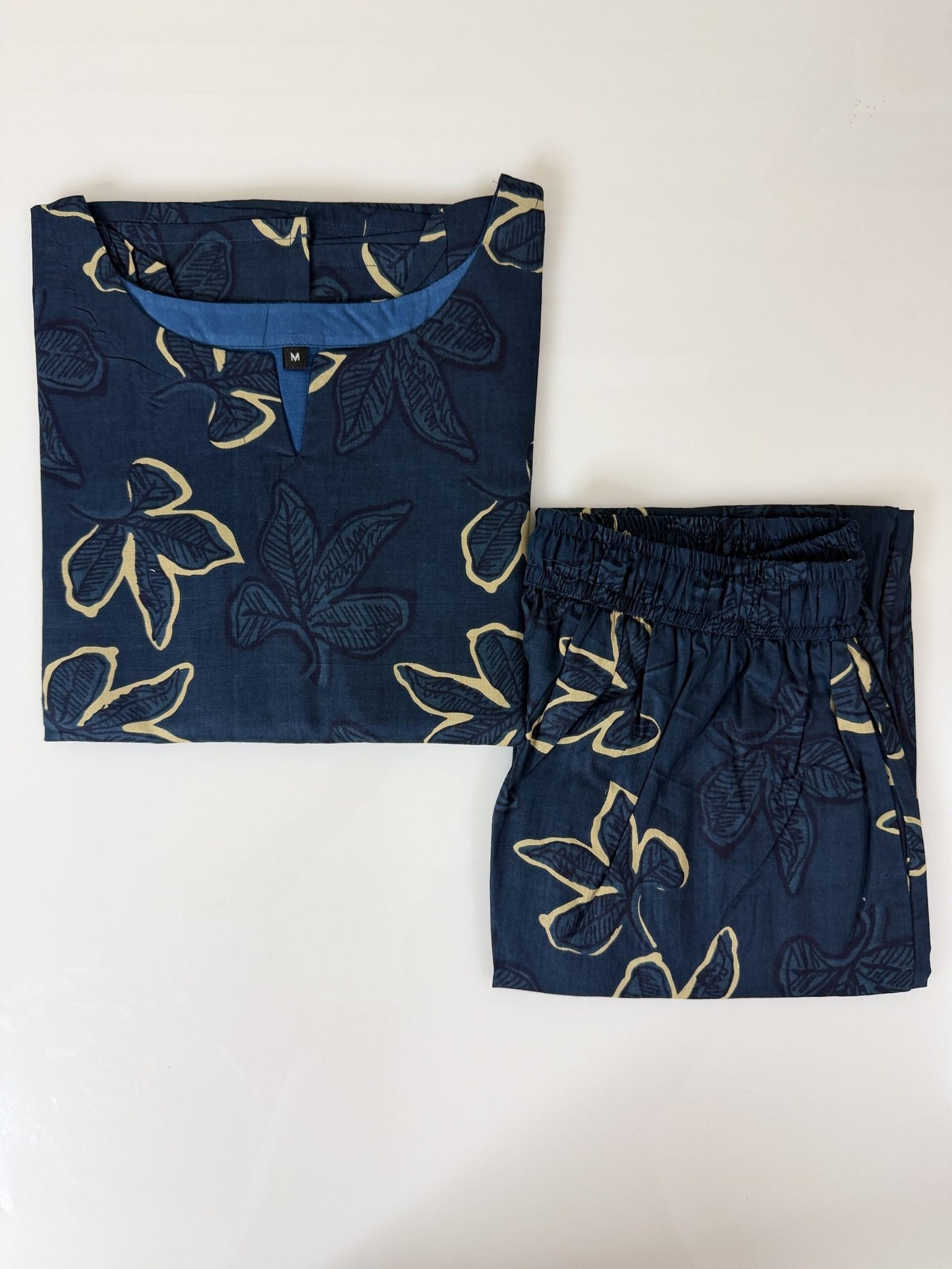 Navy Blue with Floral Printed Outdoor Wear Cotton Coords