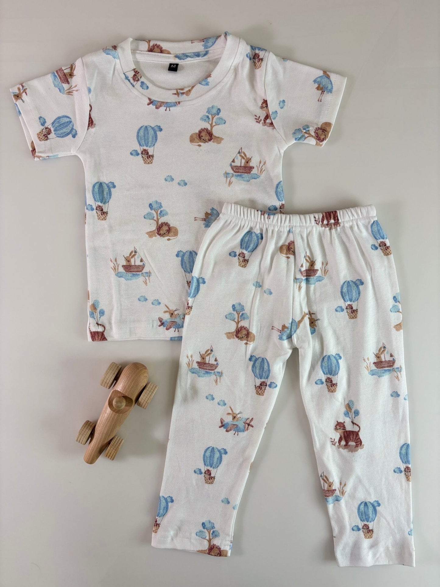 White Ethnic Motifs Printed Interlock T-Shirt and Pant Co-ords