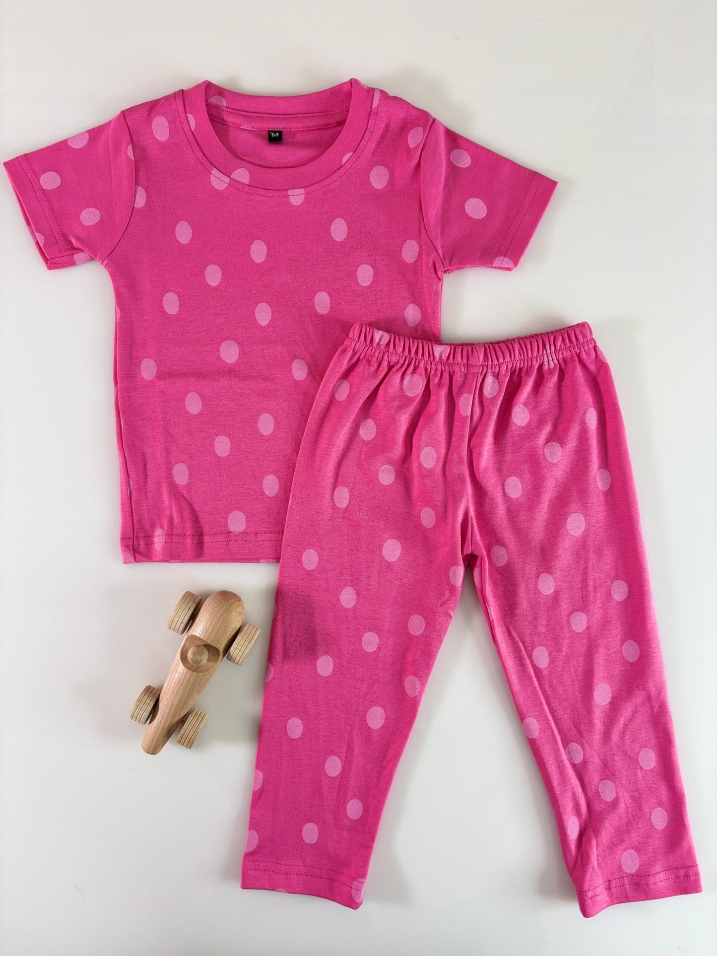 Dark Pink Circle's Printed Interlock T-Shirt and Pant Co-ords