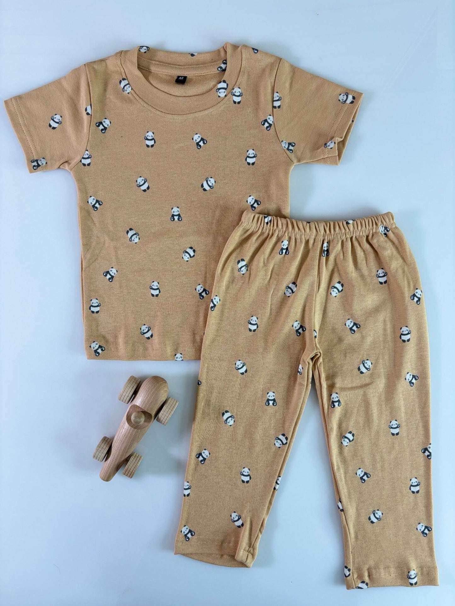 Light Brown Ethnic Motifs Printed Interlock T-Shirt and Pant Co-ords