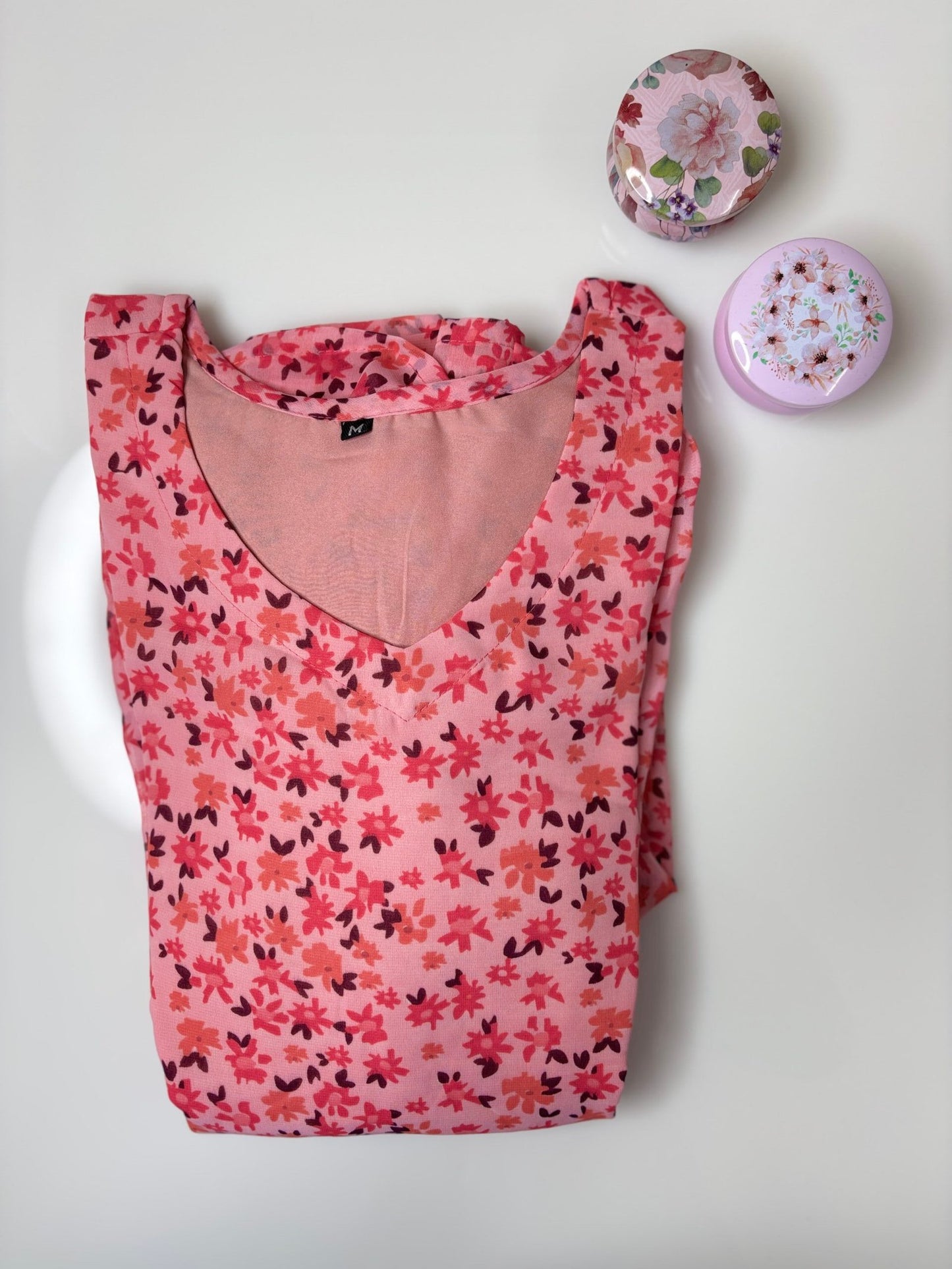 Light Pink Floral Printed Georgette Outdoor Non-Feeding Maxi