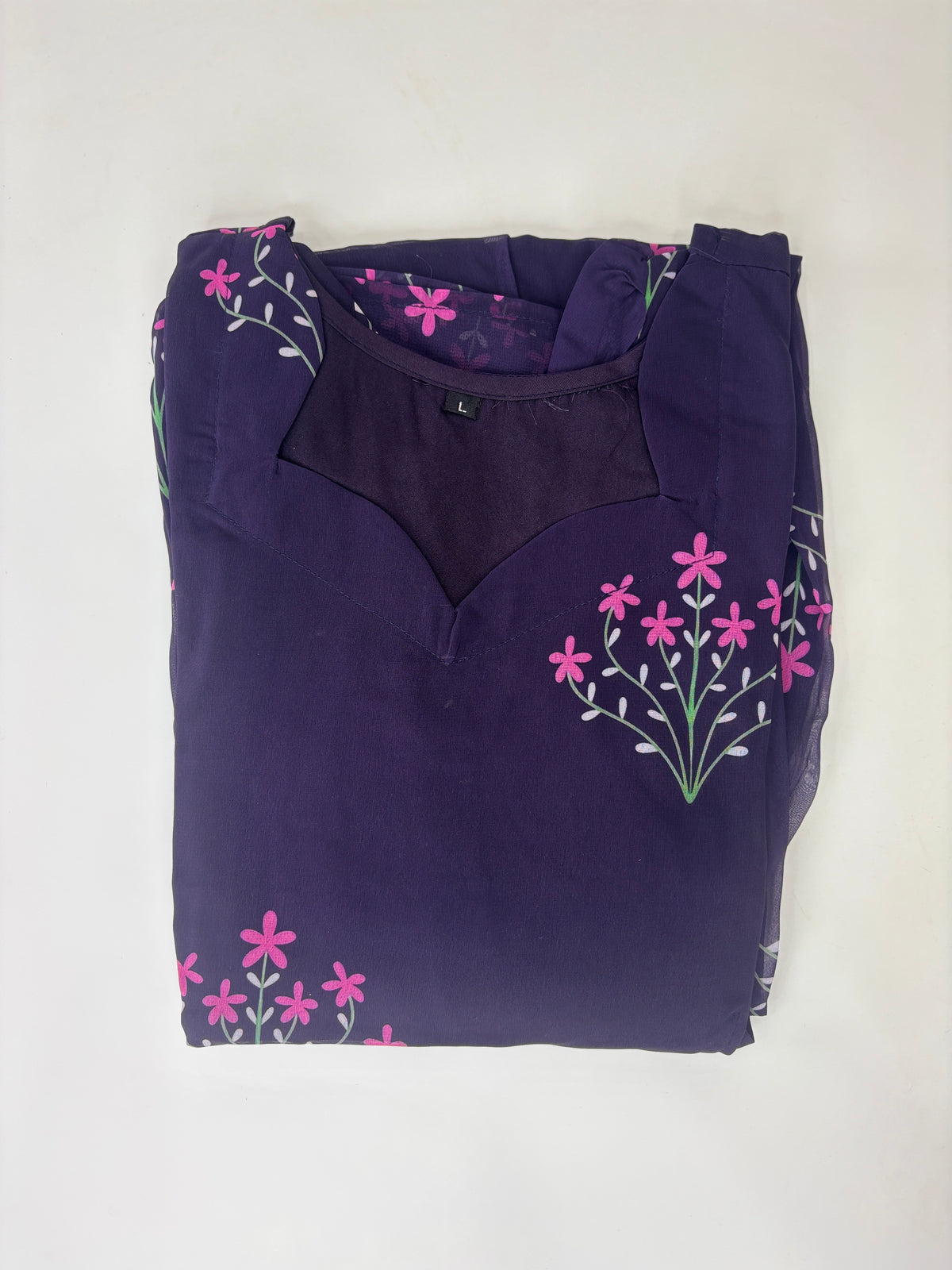 Midnight Purple Floral Embroid Georgette Non-Feeding Maxi Dress