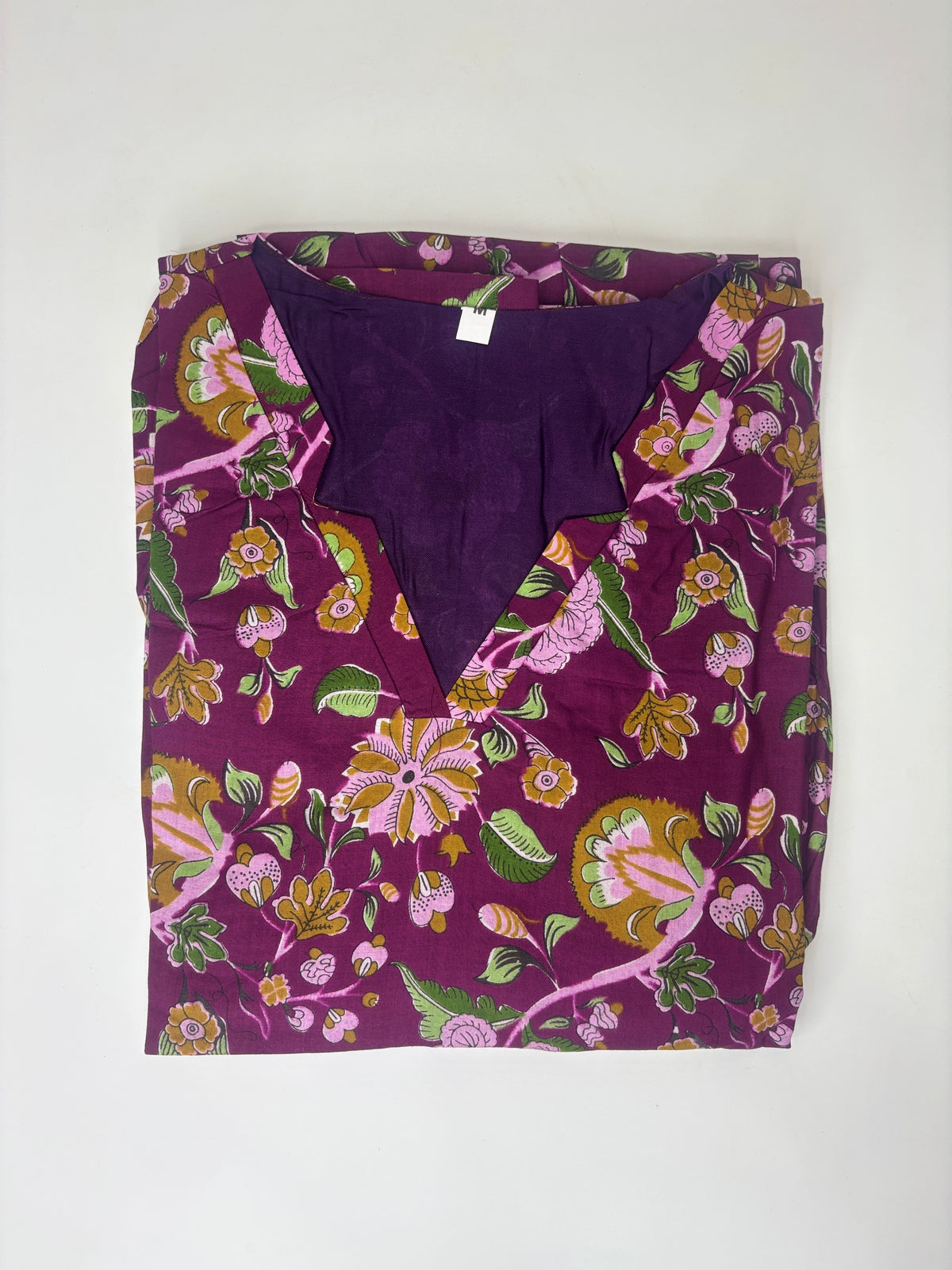 Plum Purple Multicolor Floral Vine Print Pure Jaipur Cotton Non-Feeding Maxi