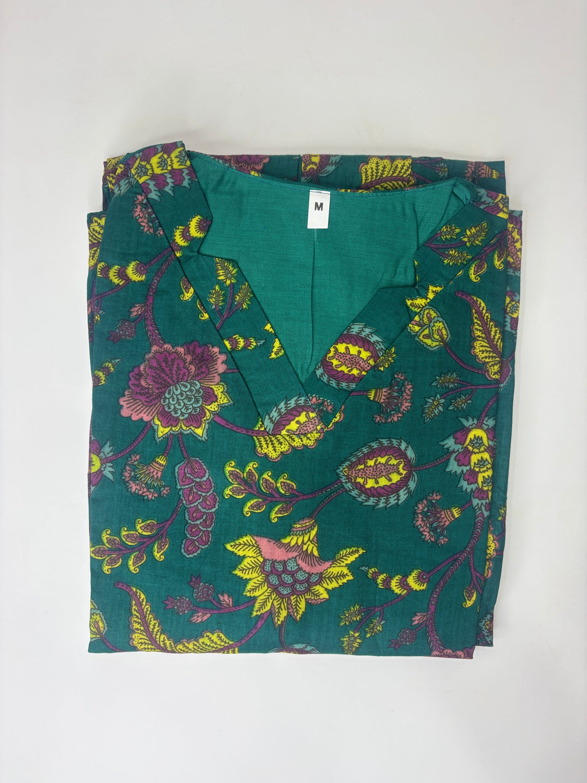 Teal Paisley Bloom Jaipur Cotton Non Feeding Maxi Dress
