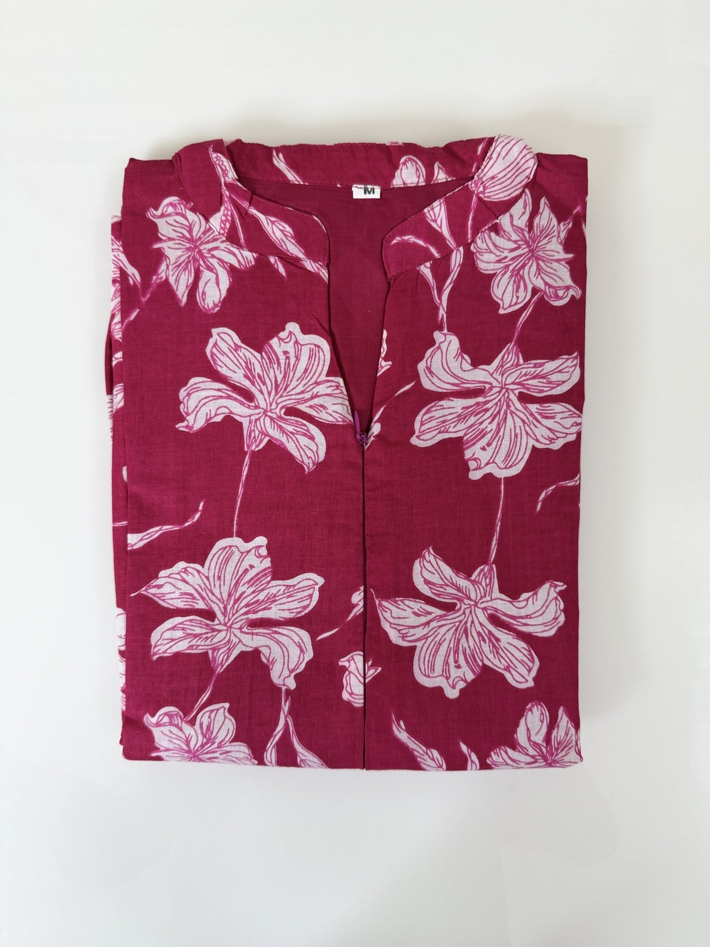Magenta Floral Print Cotton Maxi