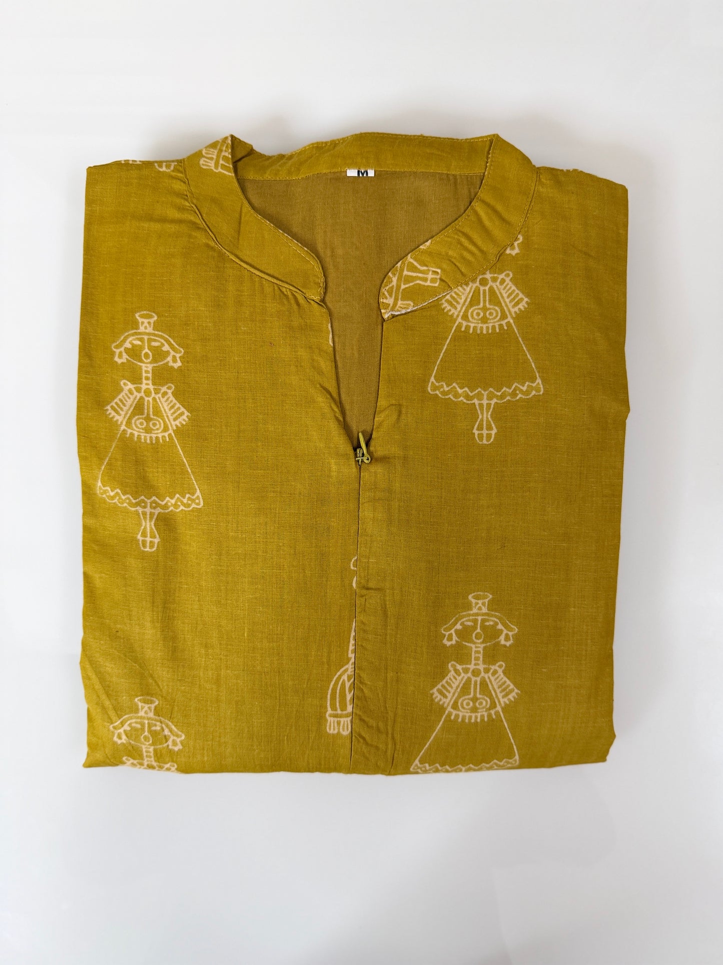 Mustard Yellow Warli Print Cotton Maxi