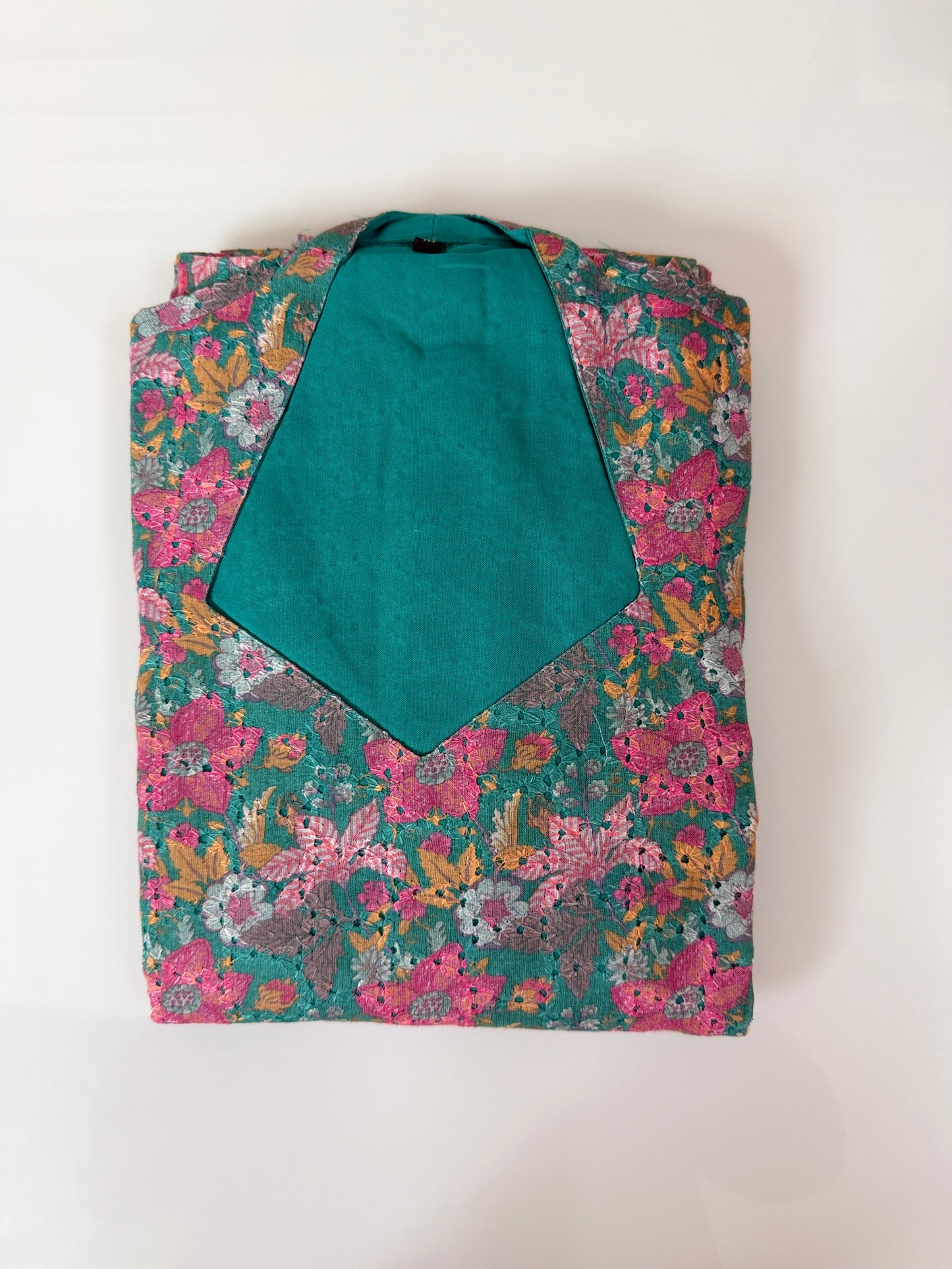 Teal Pink Floral Printed Hakoba Non Feeding Maxi