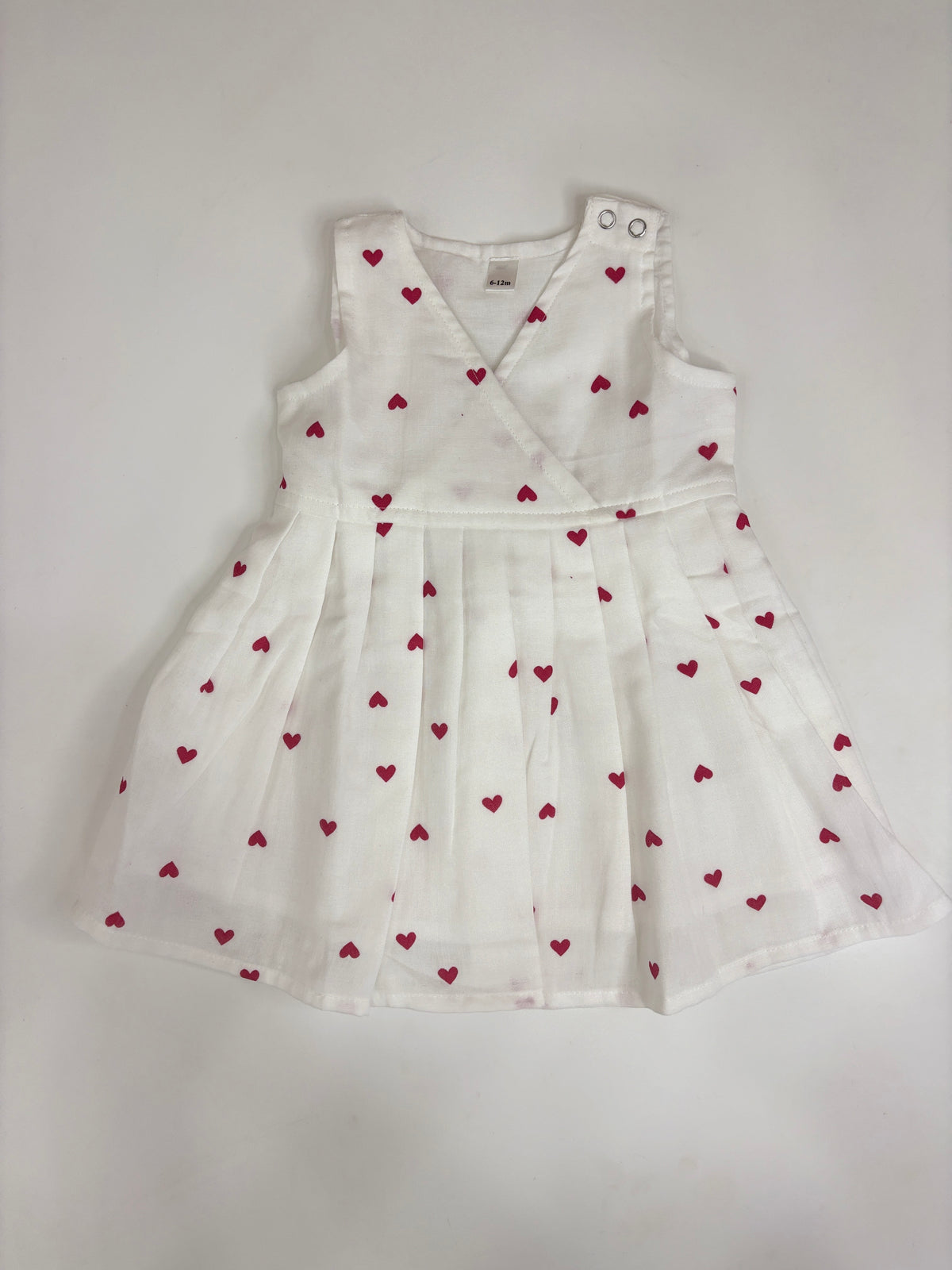 Ivory White Heart Print Kids Frock