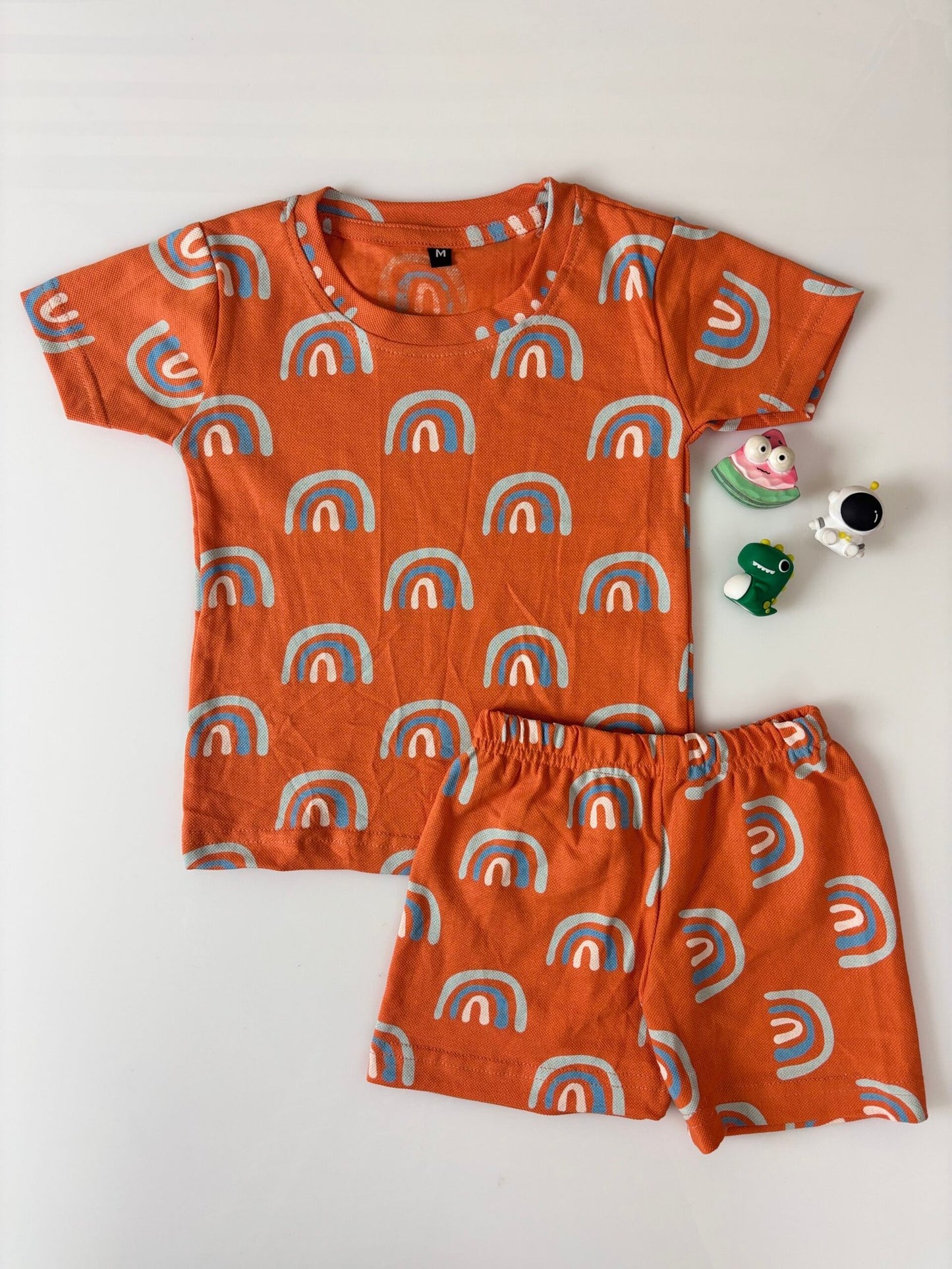Orange Rainbow's Printed T-Shirts and Shorts Coords