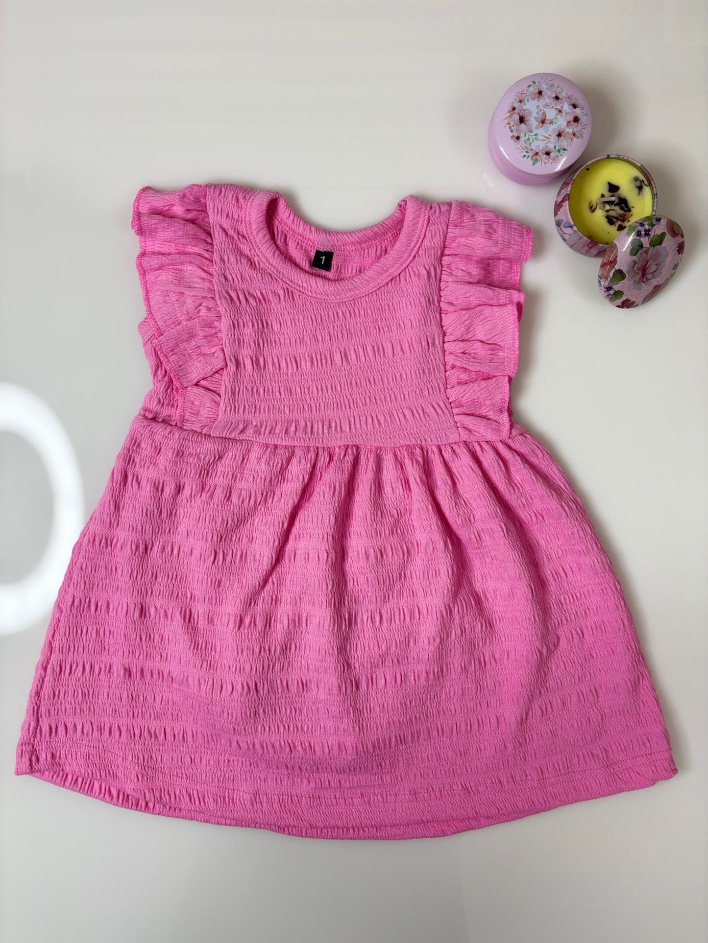 Pink Ruffle Sleeve Frock