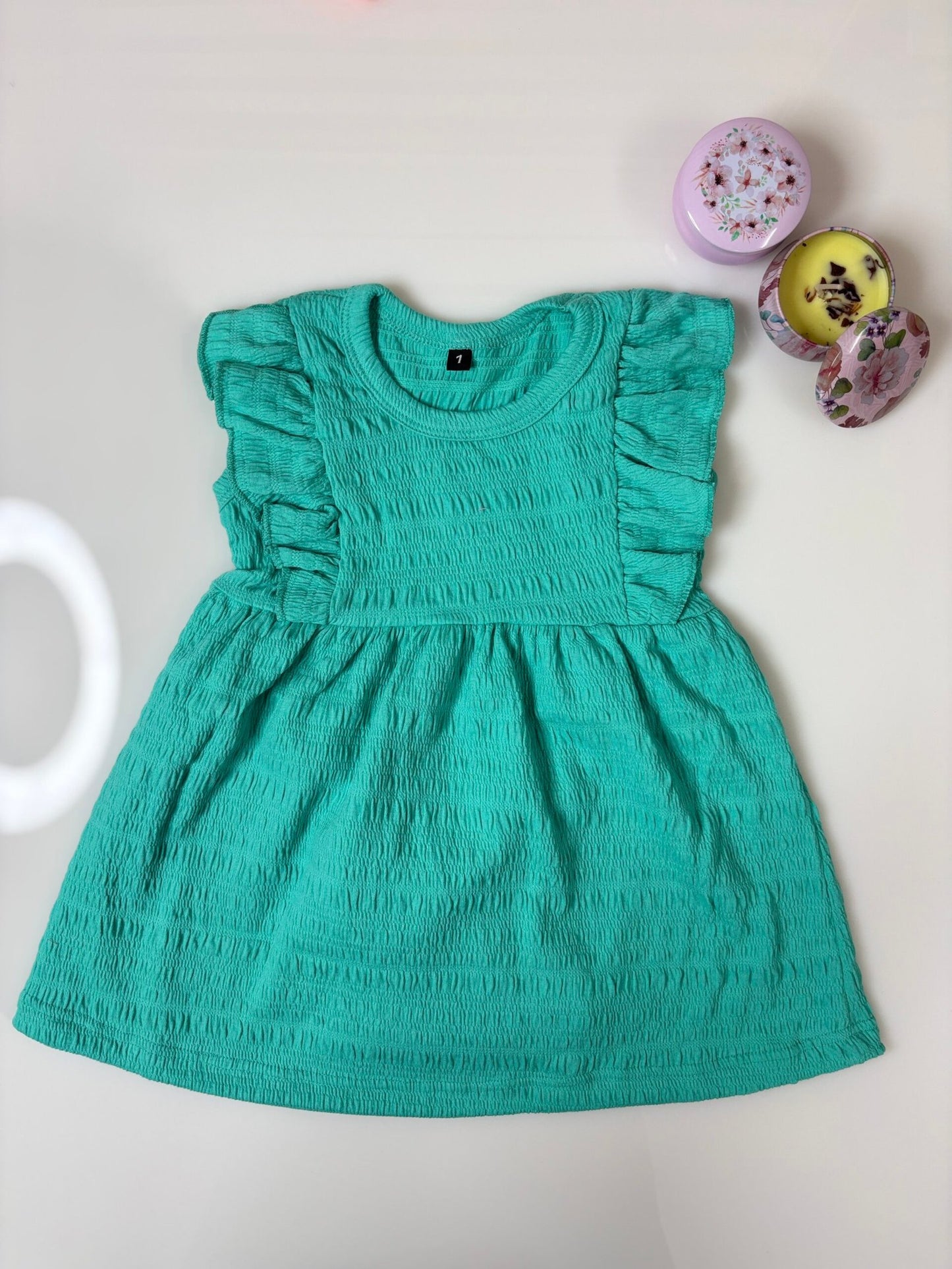 Green Ruffle Sleeve Frock