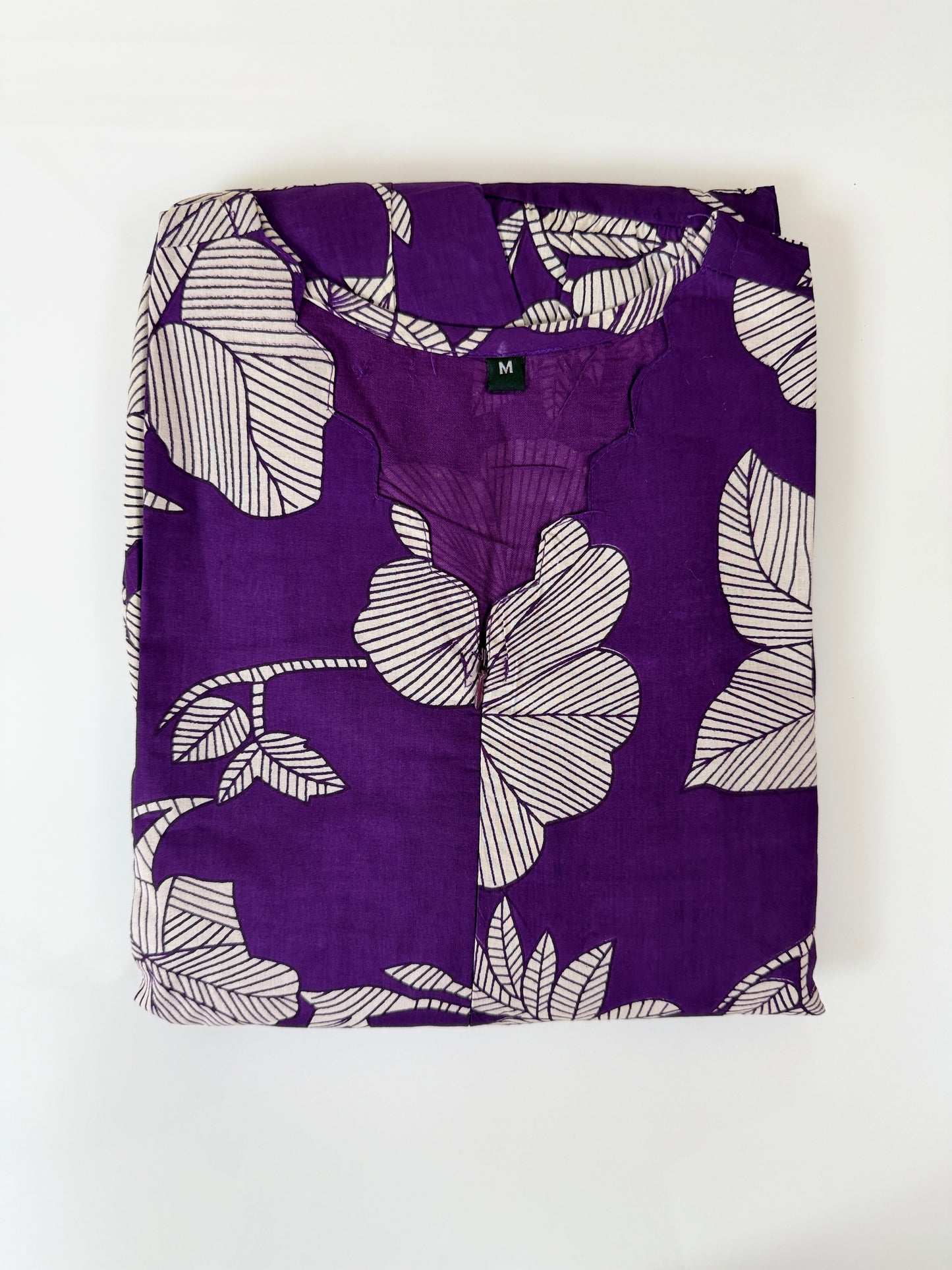 Purple Floral Print Cotton Maxi