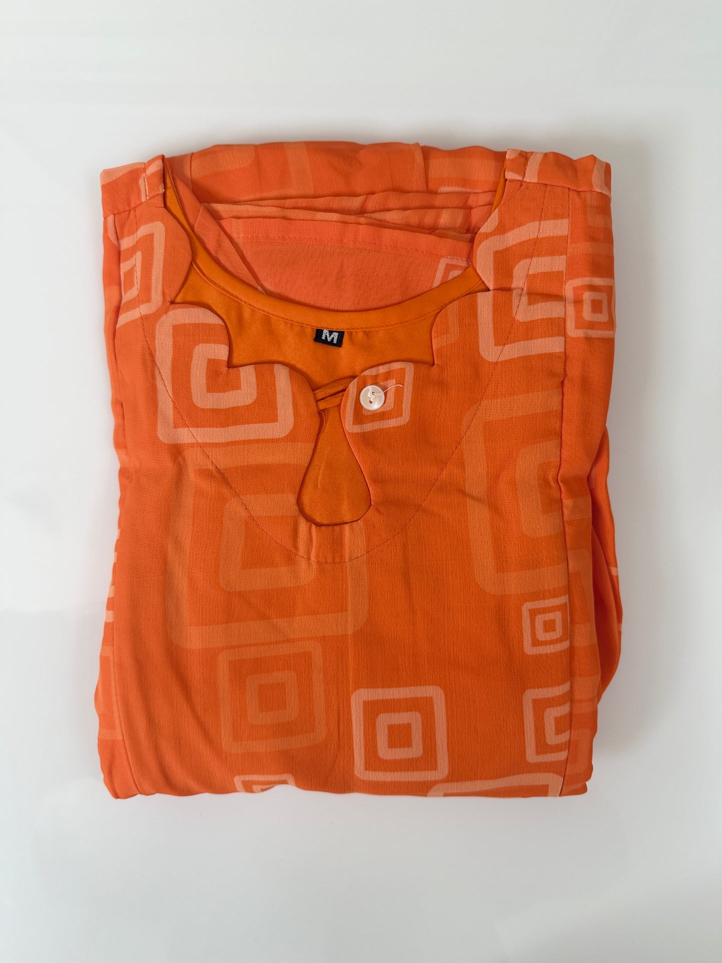 Orange Geometric Printed Georgette Feeding Maxi