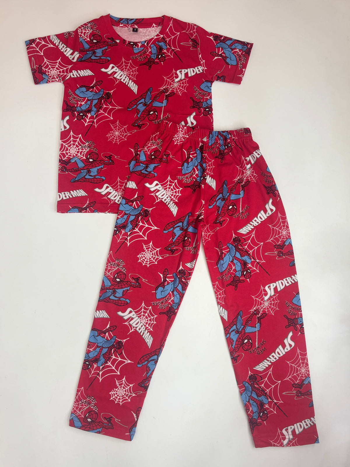 Red Spider-Man Print Kids Pant Coord