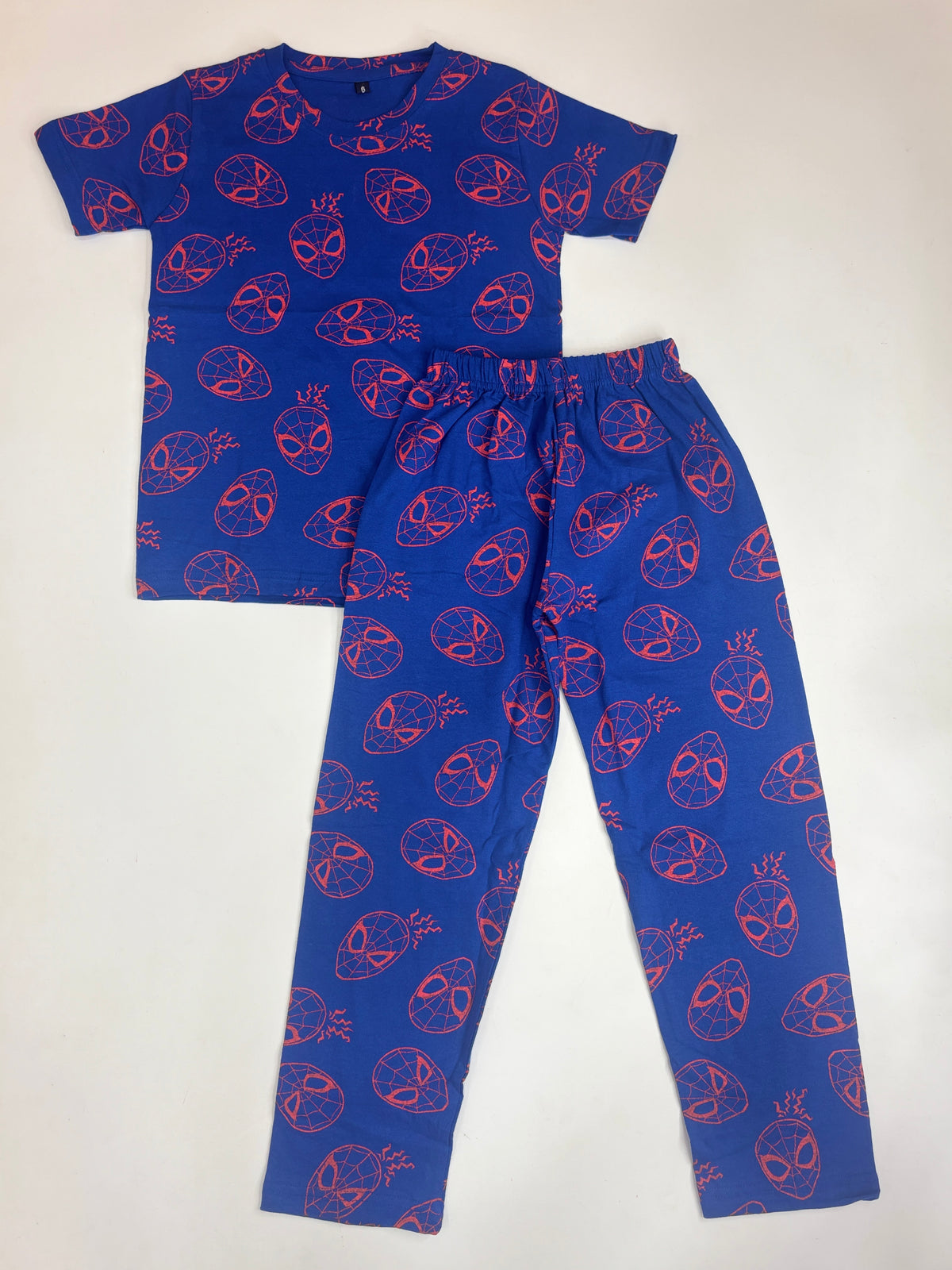 Royal Blue Spider-Man Mask Print Kids Pant Coord