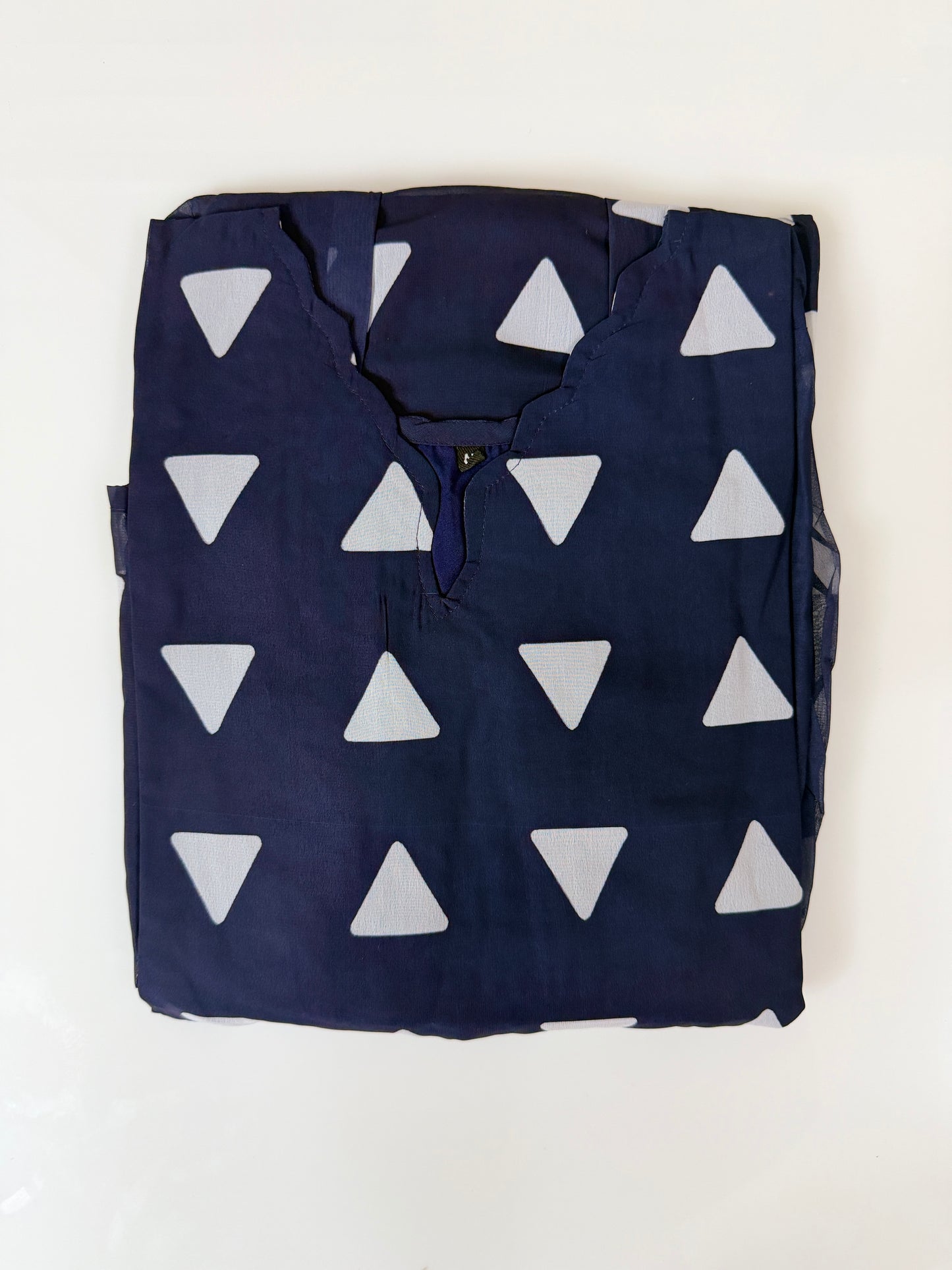 Navy Blue Triangle Printed Georgette Outdoor Non-Feeding Maxi
