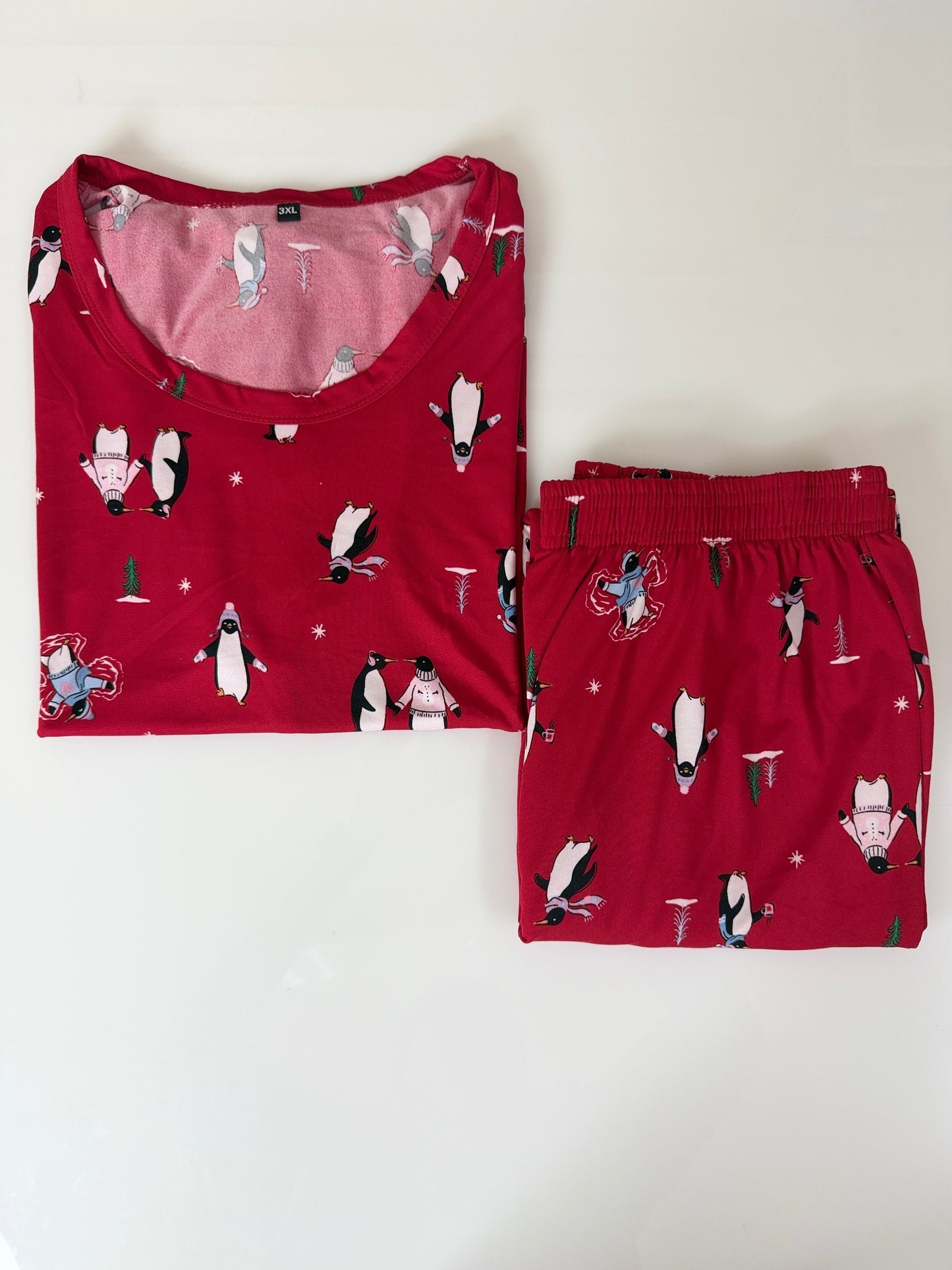 Red Penguin Printed T-Shirt and Palazzo Set