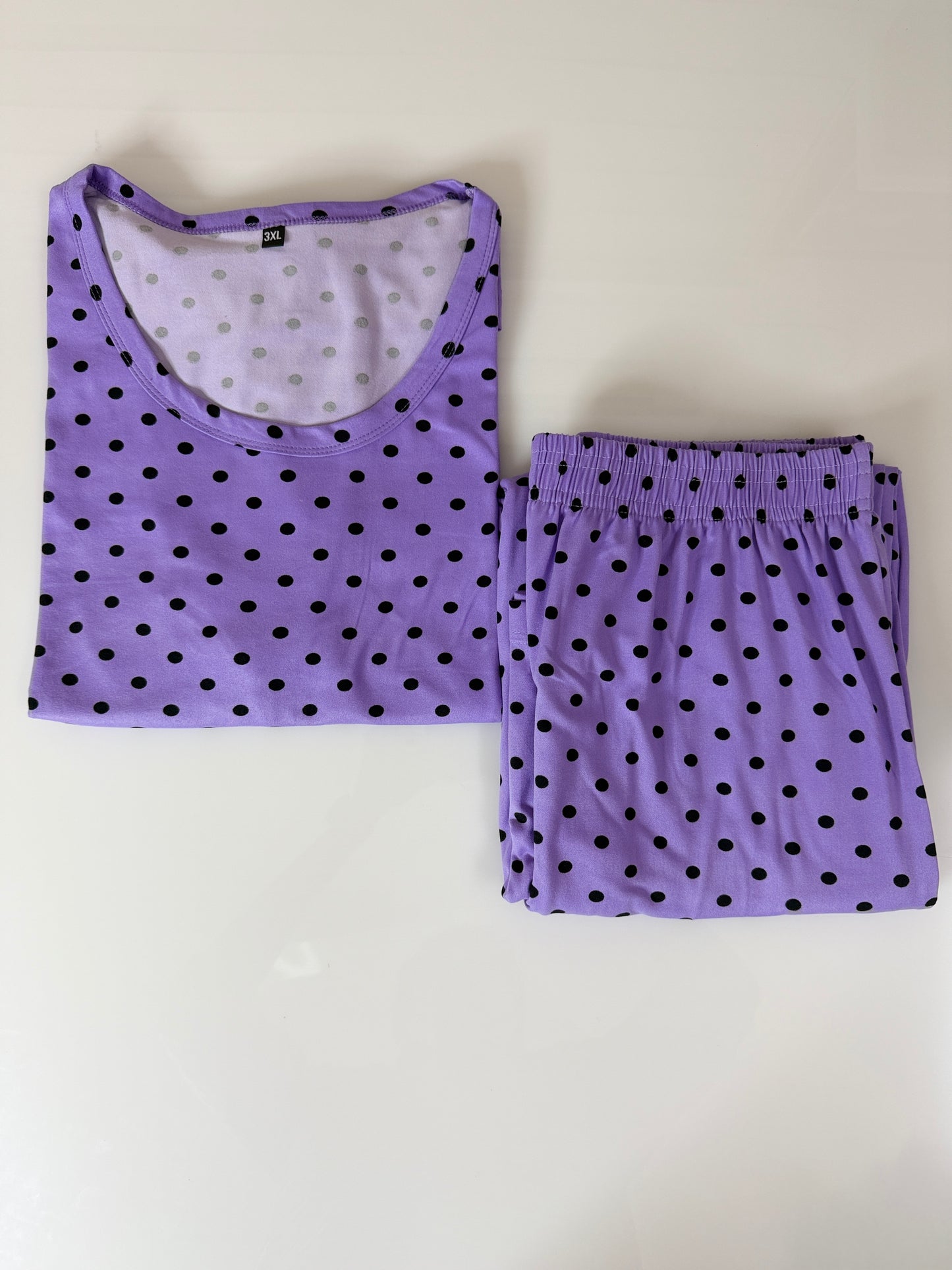 Lavender Polka Dot Printed T-Shirt and Palazzo Set