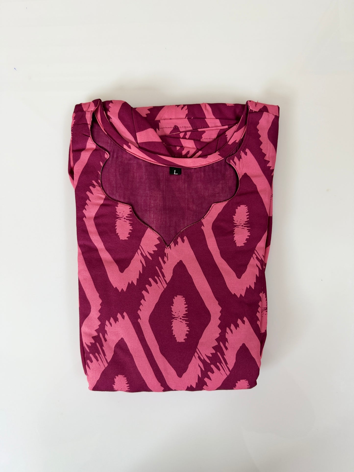Purple Pink Ikat Printed Blended Cotton Feeding Maxi
