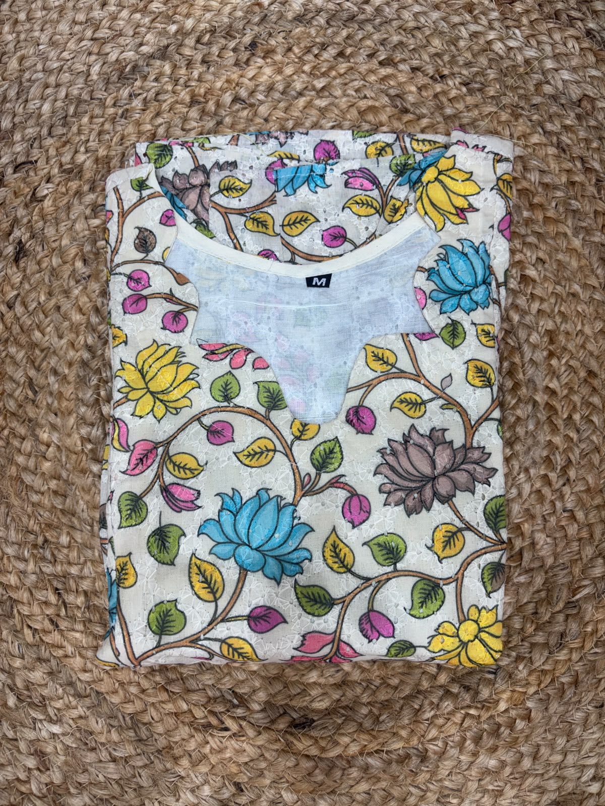 White Floral Printed Hakoba Feeding Maxi