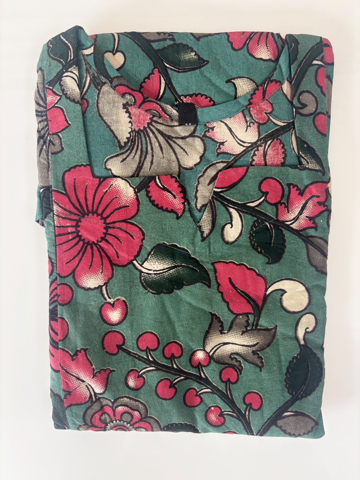 Sky Blue Teal Floral Kalamkari Printed Feeding Maxi