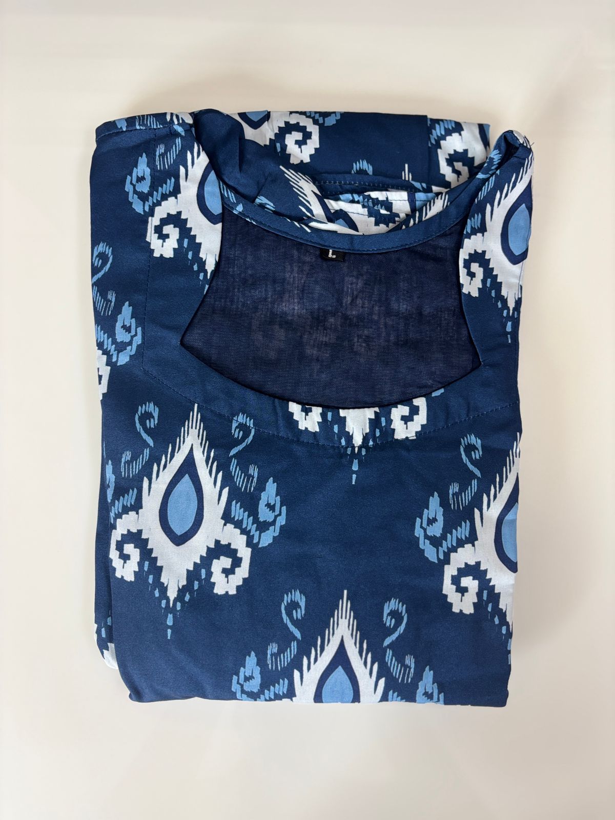 Royal Blue Ethnic Printed Blended Cotton Non Feeding Maxi