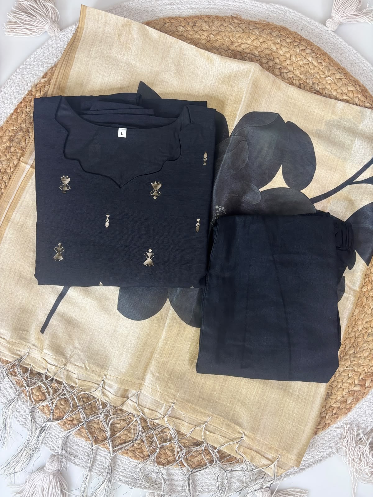 Raw silk set With Assam silk dupatta 3 Piece Suit