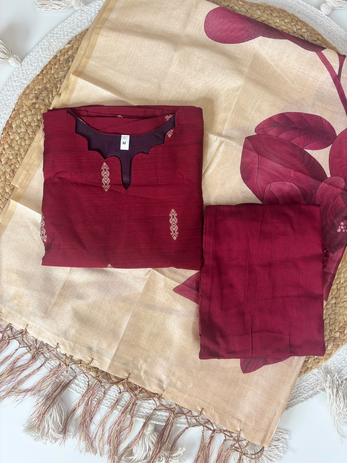 Raw silk set With Assam silk dupatta 3 piece suit