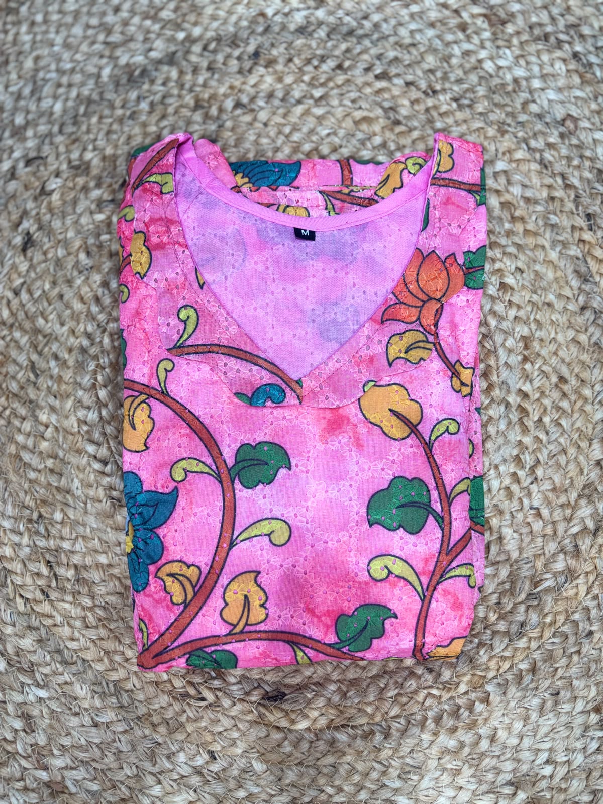 Pink Floral Bloom Printed Hakoba Non-feeding Maxi