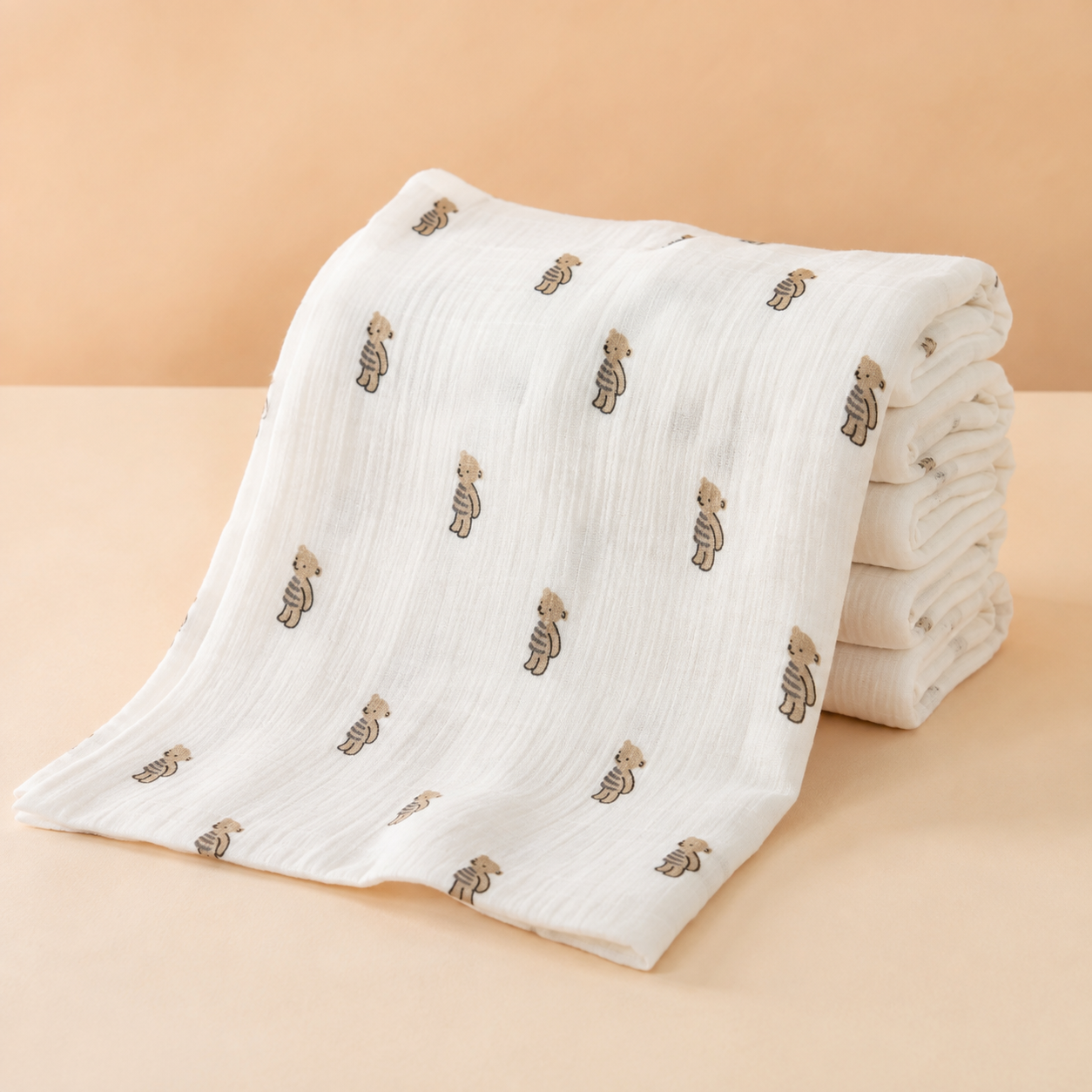 Teddy Bear Printed 100 Percent Cotton Muslin Towel