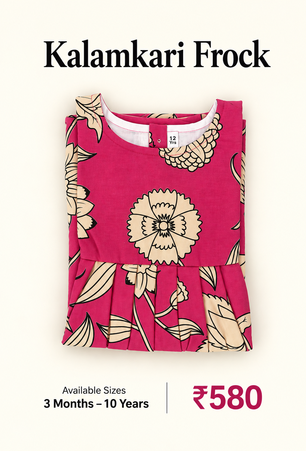 Rani Pink Floral Kalamkari Kids Outdoor Wear