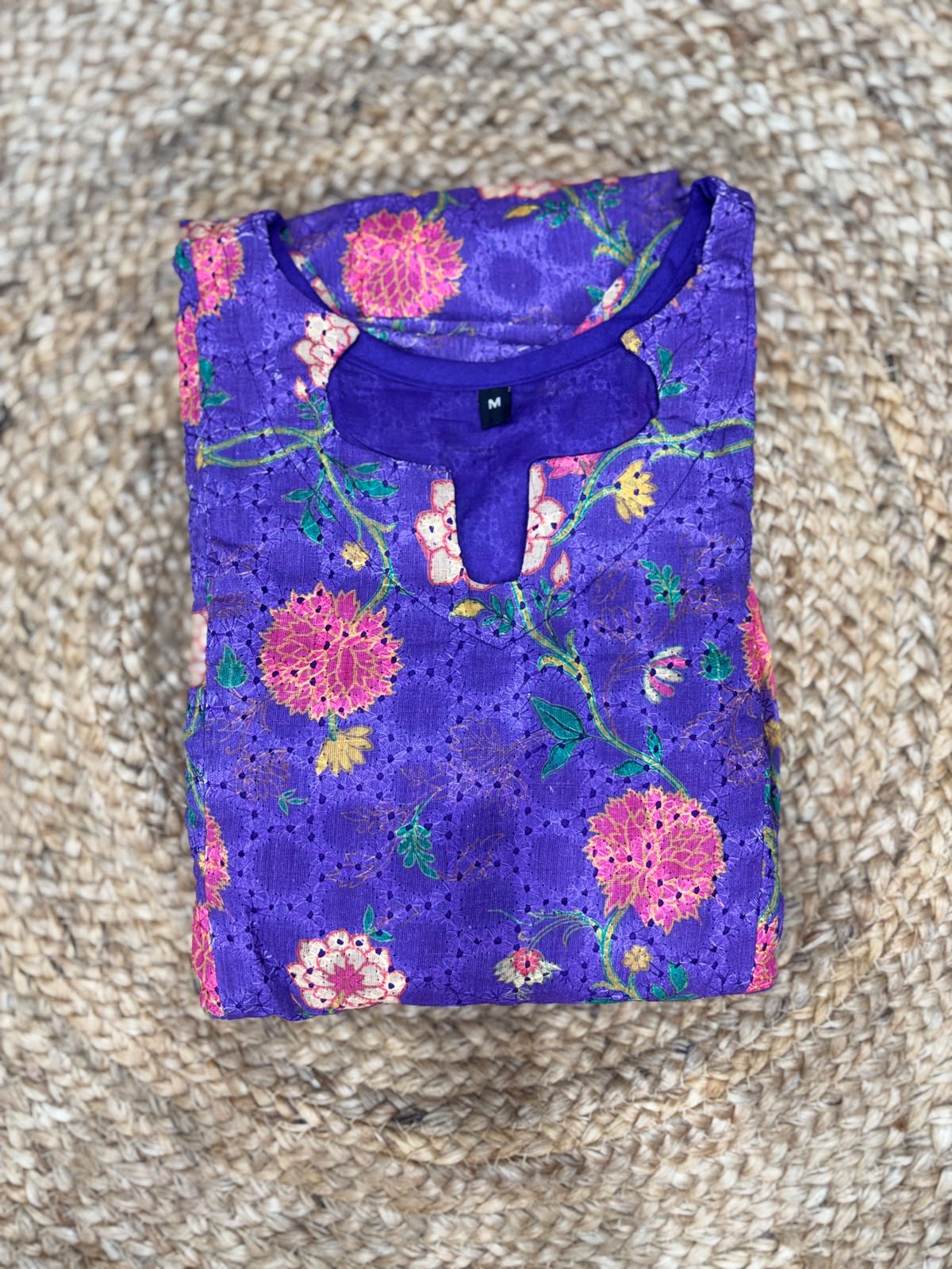 Purple Floral Printed Hakoba Feeding Maxi