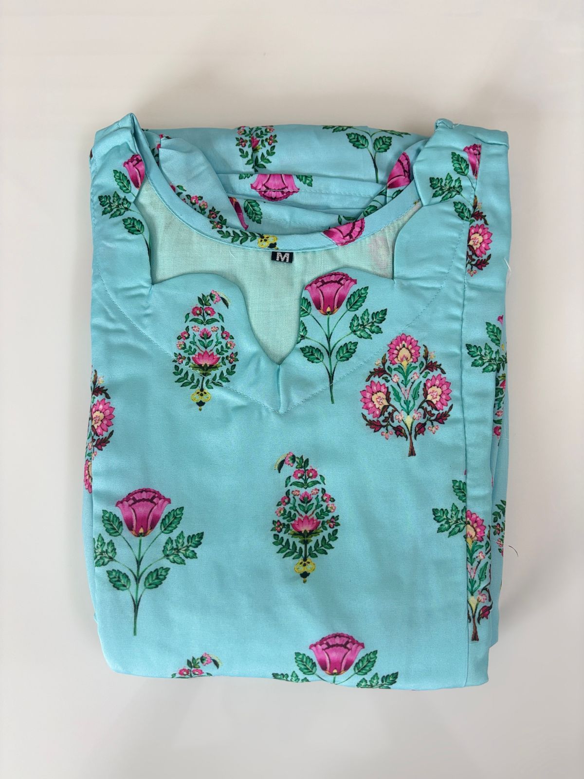 Sky Blue floral Printed Blended Cotton Feeding Maxi