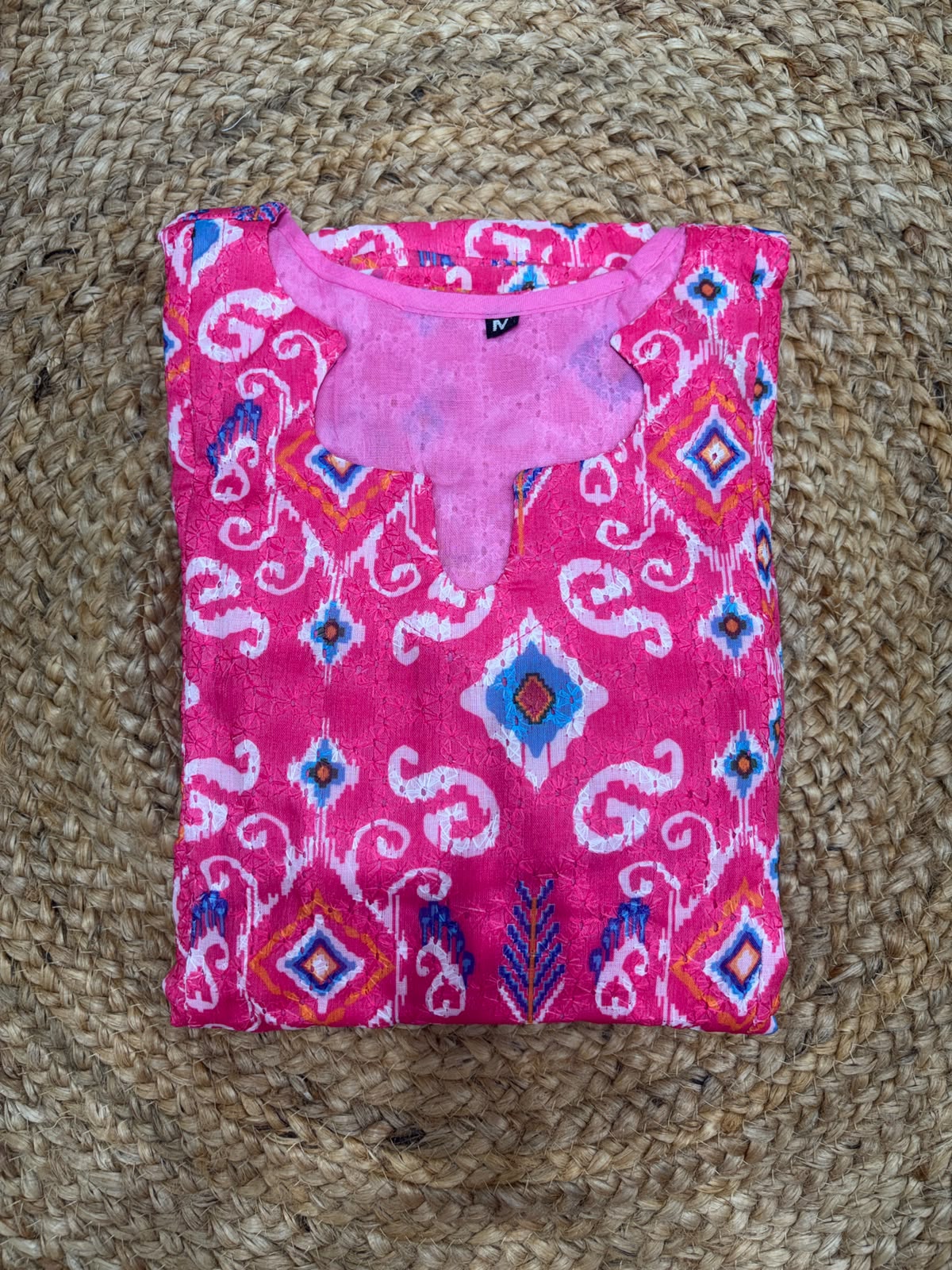Pink Ikat Print Hakoba Feeding Maxi