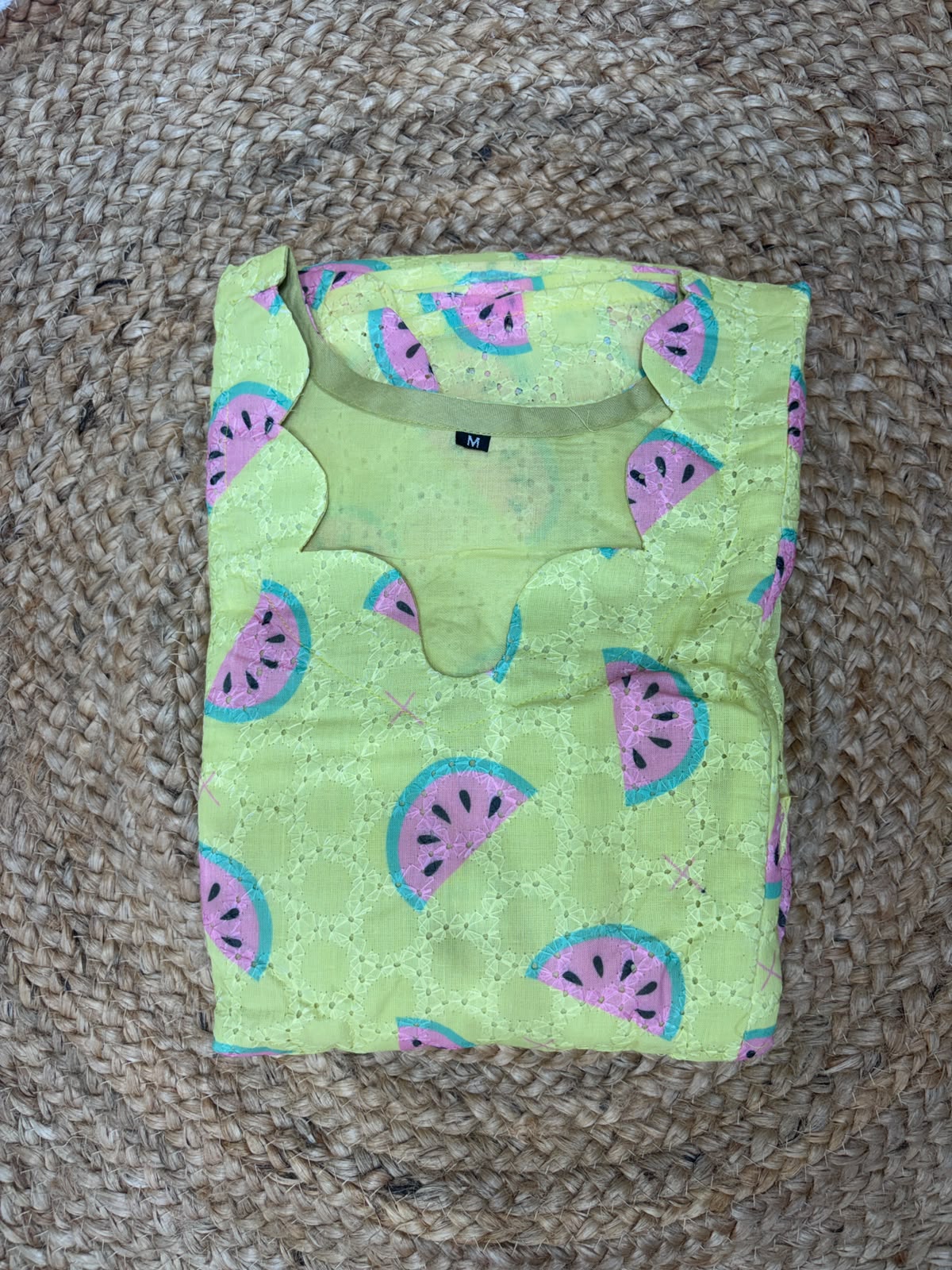 Yellow Watermelon Printed Hakoba Feeding Maxi