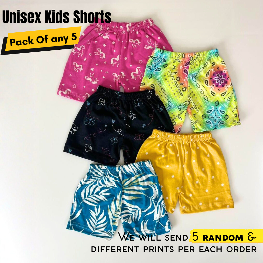 Multicolor Printed Kids Shorts Pack of 5