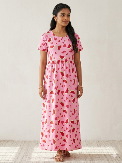 Pink Watermelon Print Lounge Frock