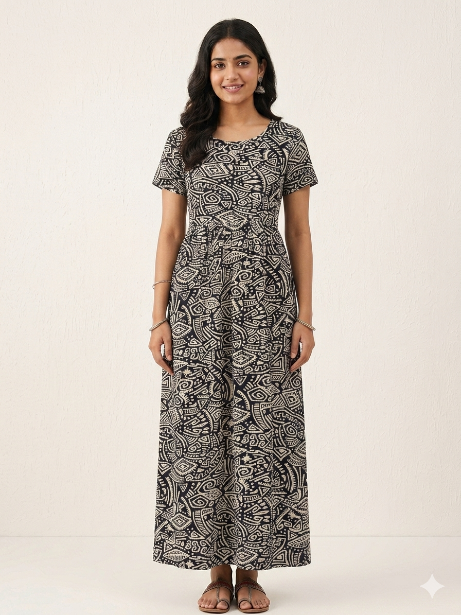 Navy Blue Tribal Print Lounge Frock