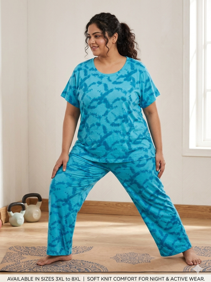 Blue Tie-Dye Print T-Shirt and Palazzo Set
