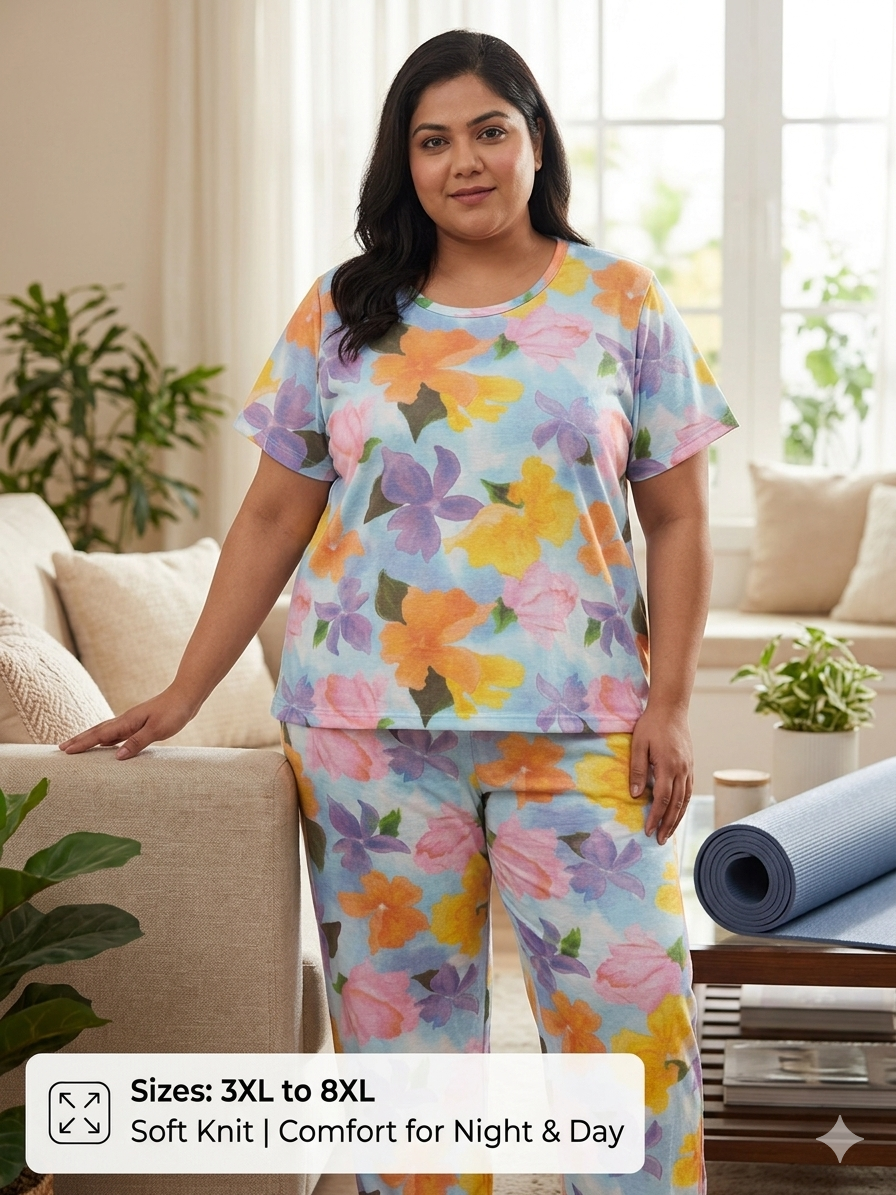 Multicolor Floral Print T-Shirt and Palazzo Set